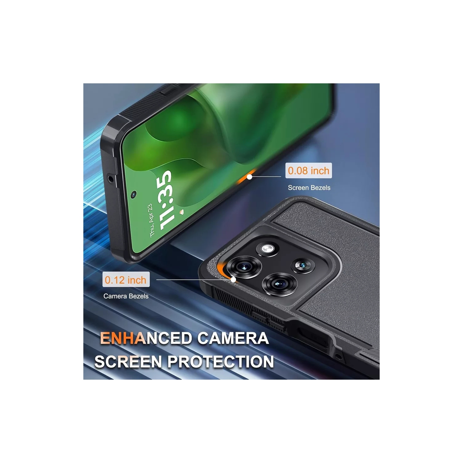 [CS] Étui rigide en caoutchouc robuste double couche pour Motorola Moto Edge 2025, vert minuit