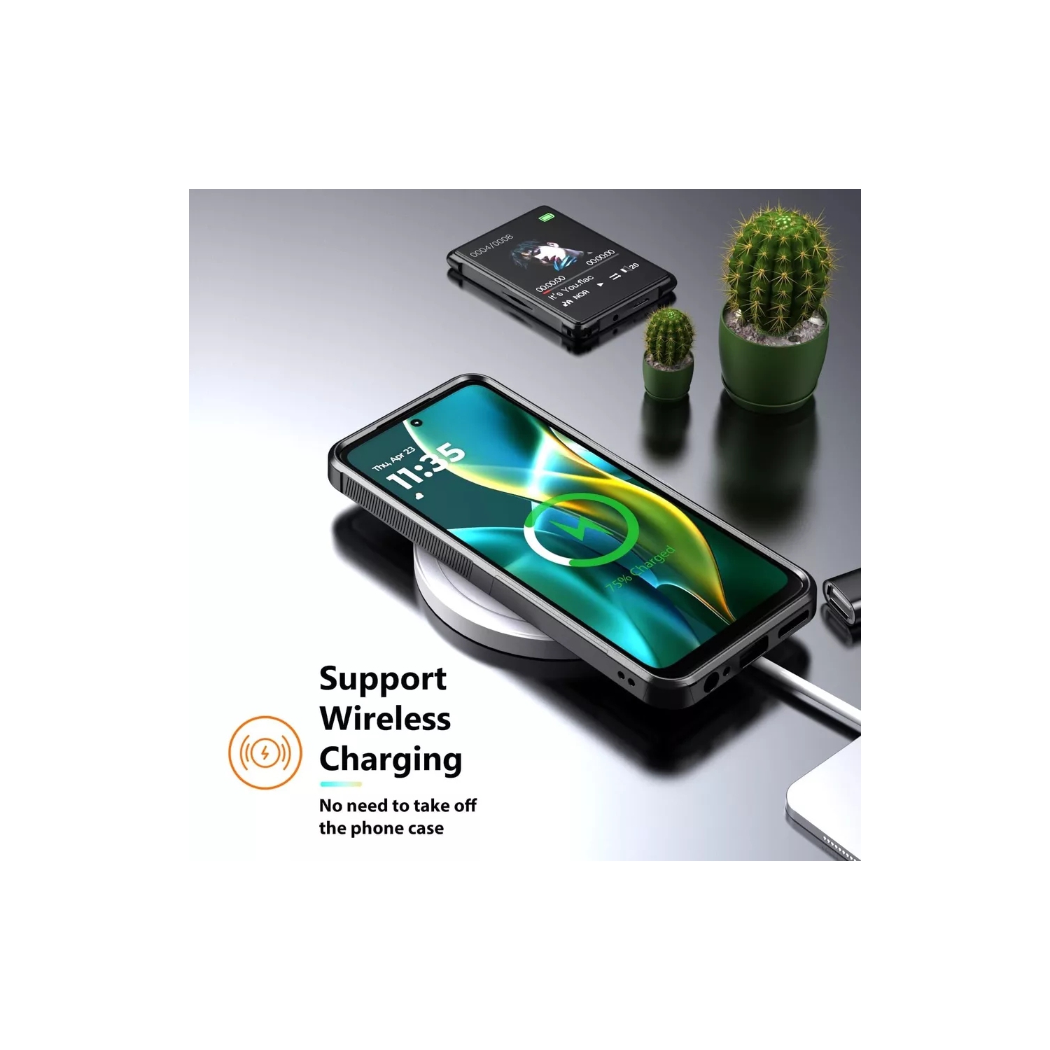 [CS] Étui rigide en caoutchouc robuste double couche pour Motorola Moto Edge 2025, noir