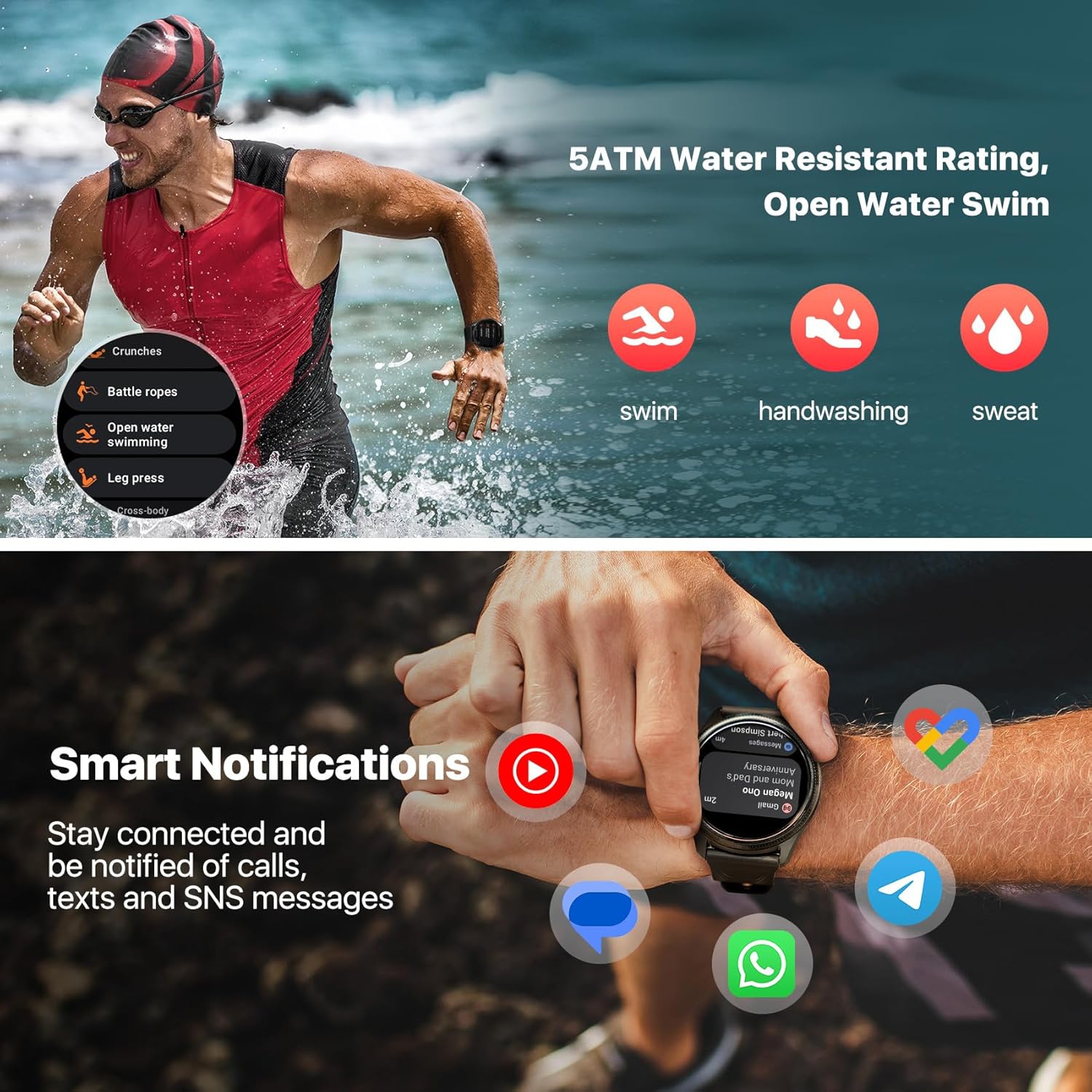 TicWatch Pro 5 Enduro 1.43" Wear OS Smartwatch for Men – 90Hrs Battery, 110+ Workout Modes, GPS, 5ATM – Android Compatible Only – Obsidian –