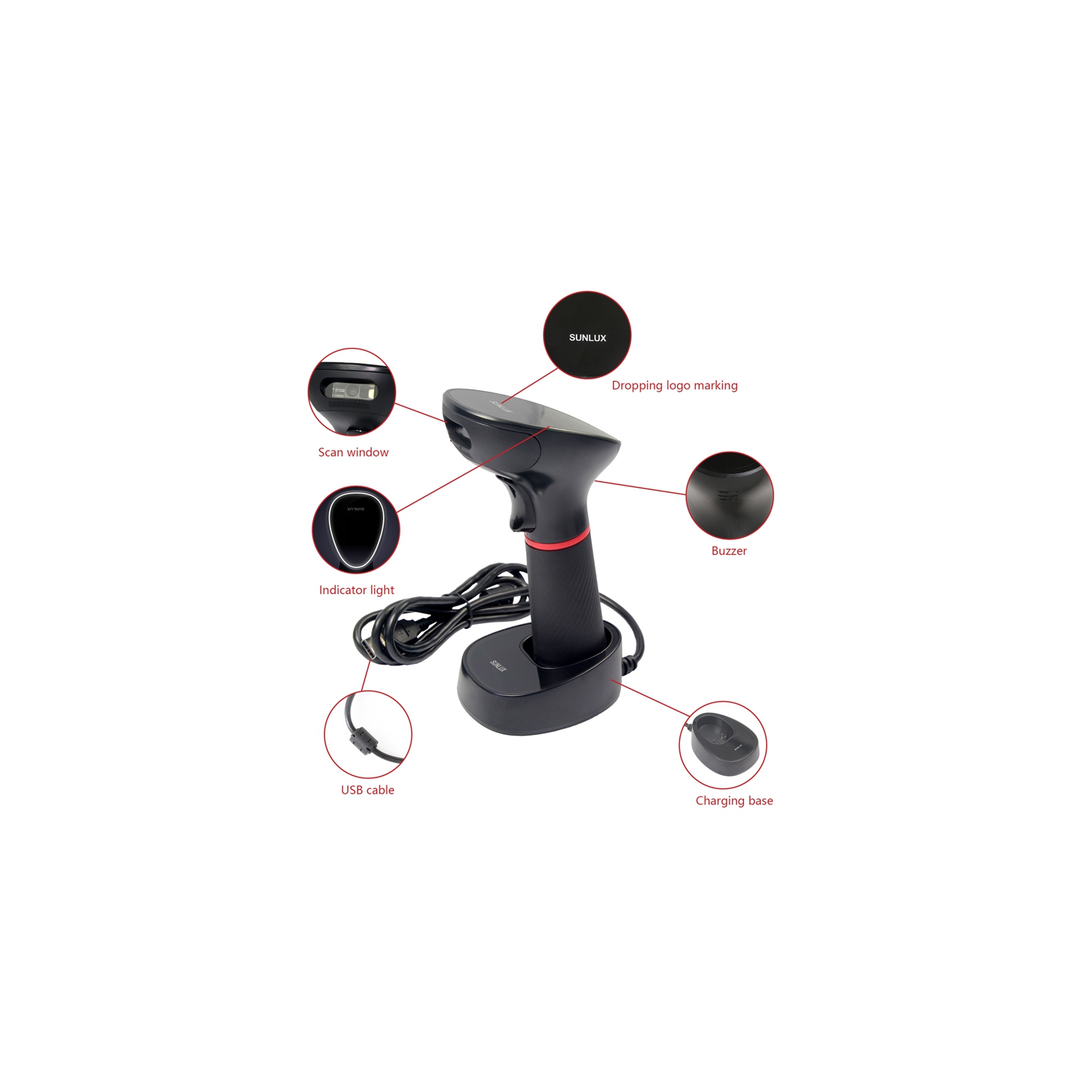 Lecteur de code à barres sans miroir 2D XL-9610 de Sunlux