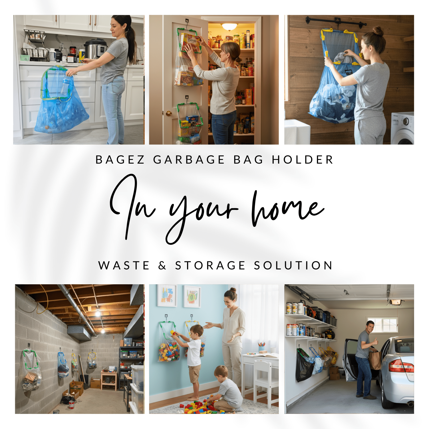 BagEZ Small Hanging Steel Trash Bag Holder, 10 x 13 Inch, Fits 10–33 Gallon Bags, Portable Frame for Indoor & Outdoor Waste and Storage