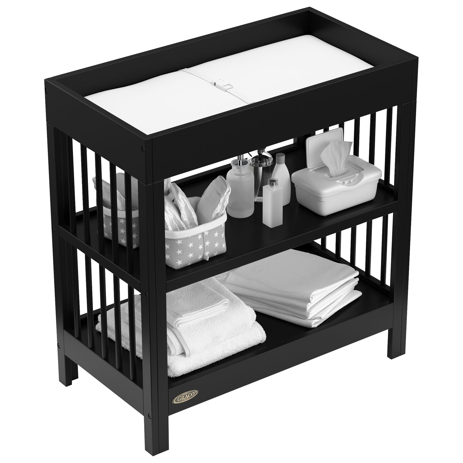 Graco Teddi 2-Shelf Changing Table with Changing Pad - Black