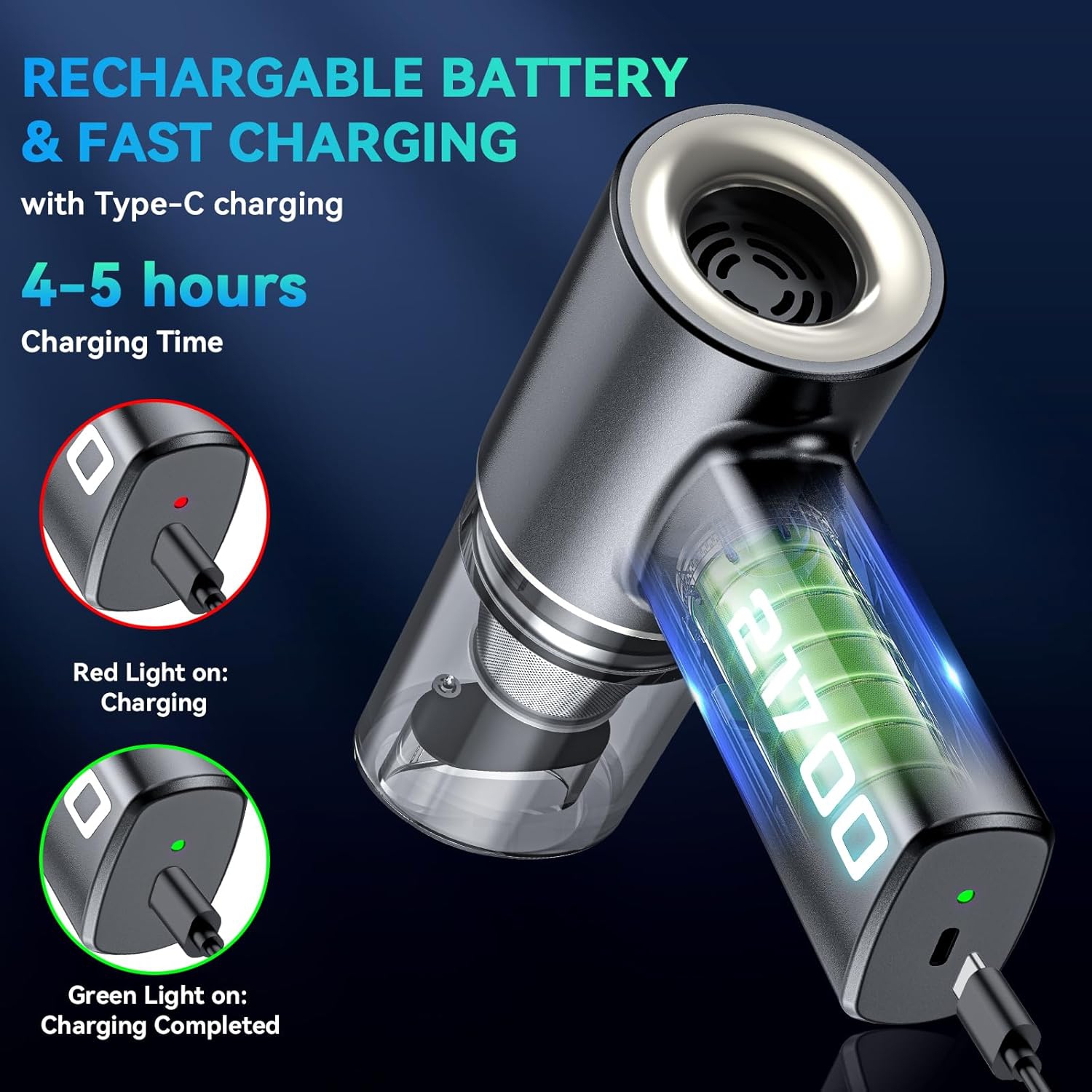 SECURIDE Aspirateur de voiture sans fil Portable avec moteur sans balais, puissance d'aspiration de 16000 Pa, plumeau à air comprimé 3-en-1 et