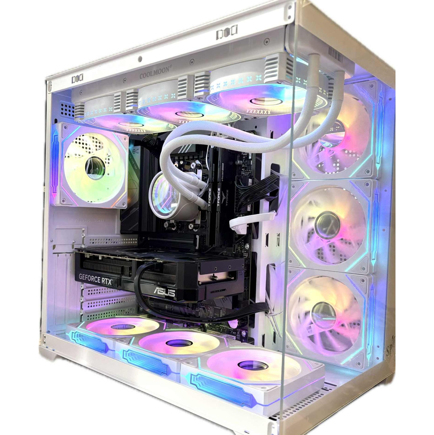 PcTech Gaming PC-White- AMD Ryzen 7 5700X 32GB Ram NVIDIA RTX 5060 1TB M.2 NVMe SSD, AIO liquid Cooler- Win11 Pro