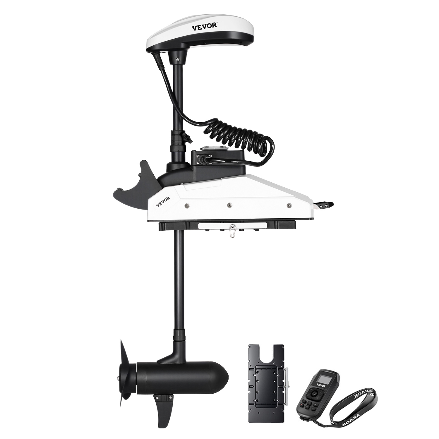 VEVOR 55lbs Thrust with GPS Electric Trolling Motor, 10-Speed Bow Mounted Saltwater Outboard Boat Motor with Remote Control & LCD Battery Indicator,