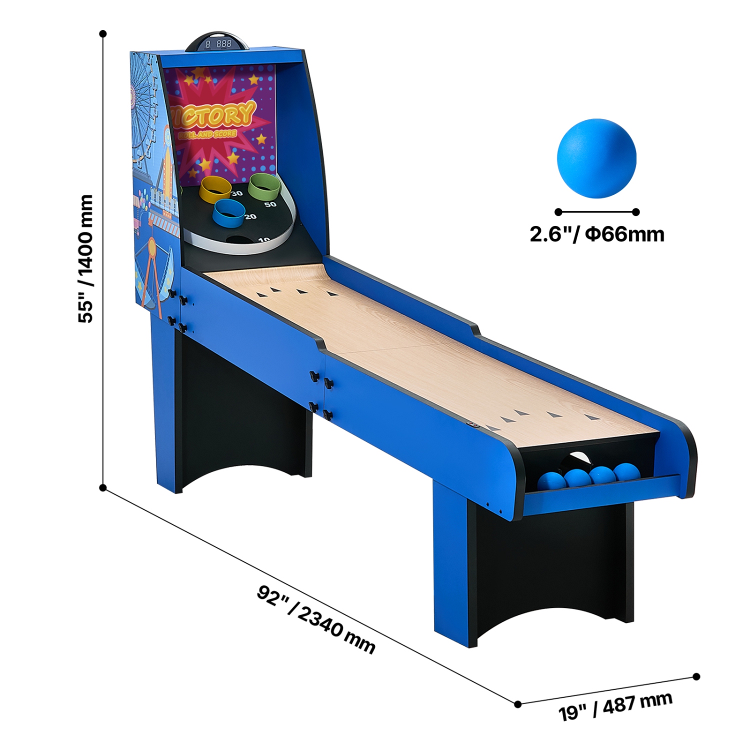 VEVOR&nbsp;8'&nbsp;Roll&nbsp;and&nbsp;Score&nbsp;Classic&nbsp;Arcade&nbsp;Game&nbsp;Table,&nbsp;Arcade