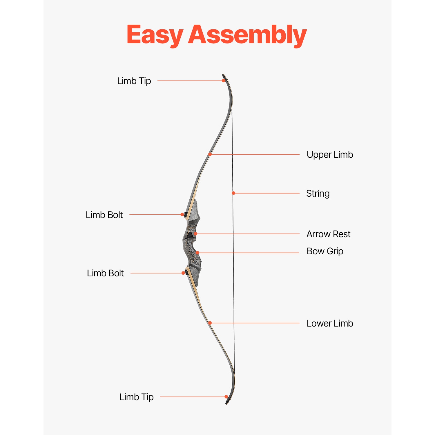 VEVOR 60 inch 45 lbs Recurve Bow and Arrows Kit, Wooden Takedown Bows, Right Handed Ergonomic Archery Recurve Bow Package, Longbow for Outdoor Target