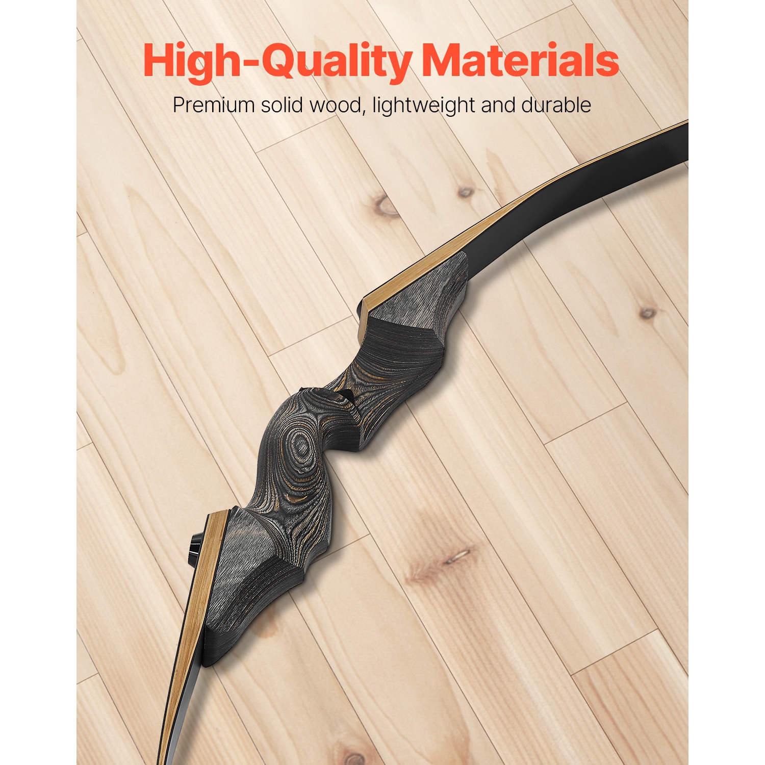 VEVOR 60 inch 45 lbs Recurve Bow and Arrows Kit, Wooden Takedown Bows, Right Handed Ergonomic Archery Recurve Bow Package, Longbow for Outdoor Target