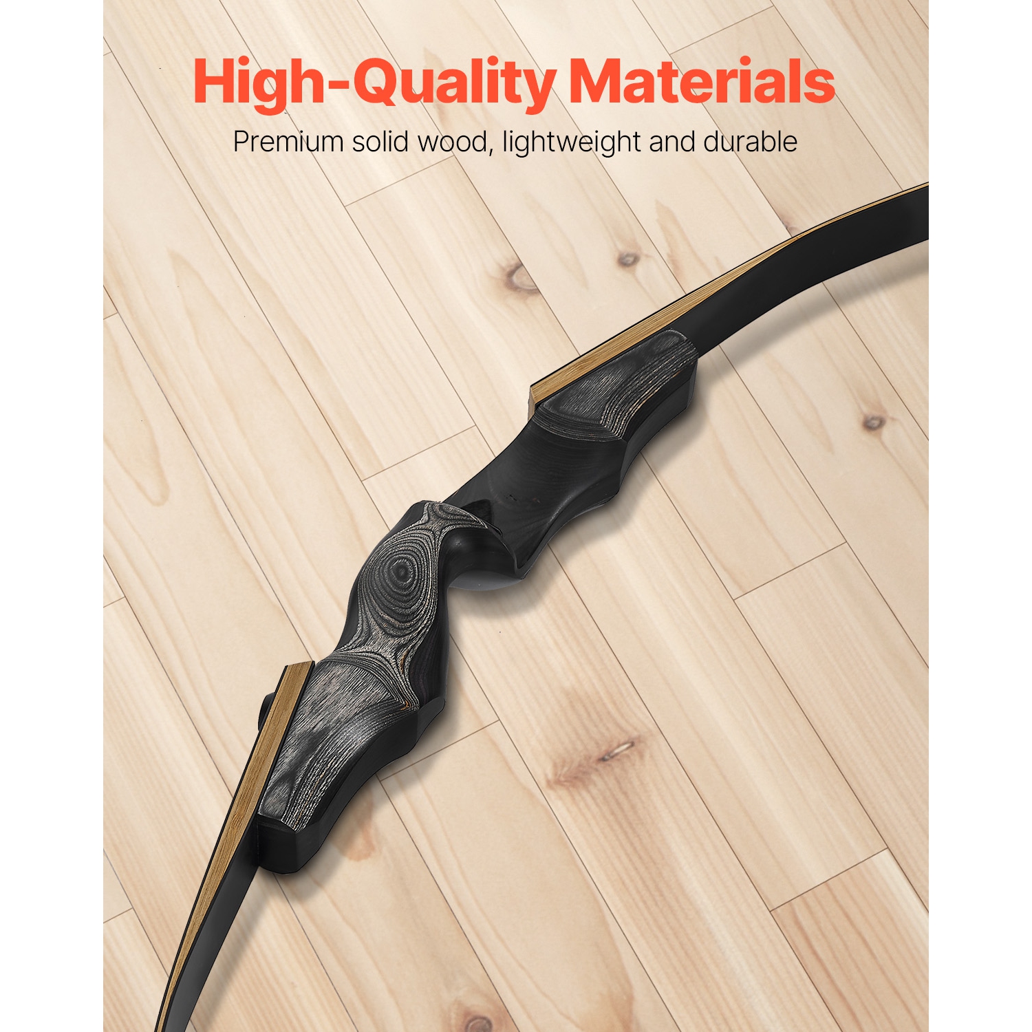 Ensemble arcs et flèches nautiques VEVOR 60&nbsp;po, boucles en bois, ensemble arc de tir à l'arc ergonomique droit, arc long pour cible extérieure,