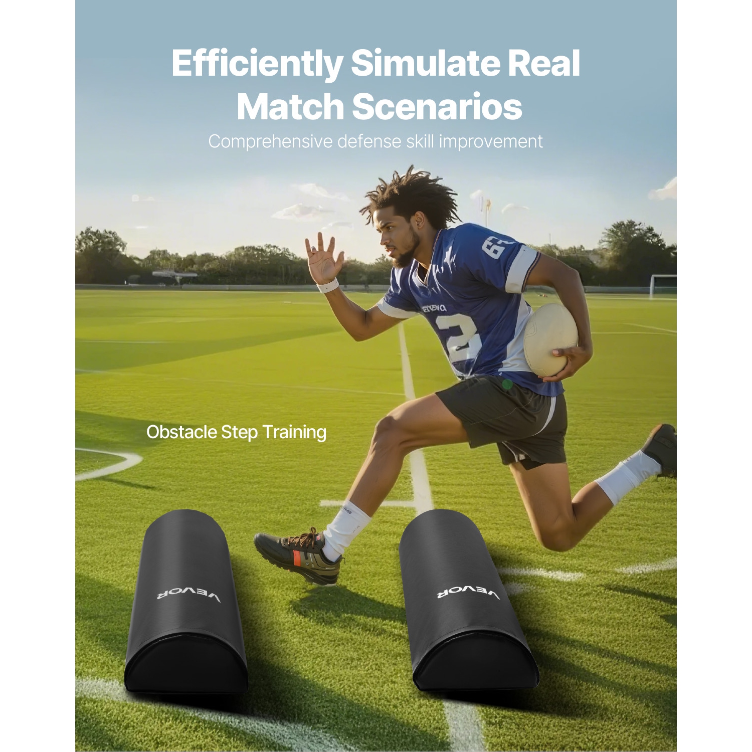 VEVOR 42,5 in PVC Football Tacling Dummy, Step Over Dummy, High-Density Sponge Blocking Pad Equipment, Heavy Duty Tackle Dummies avec poignées, pour
