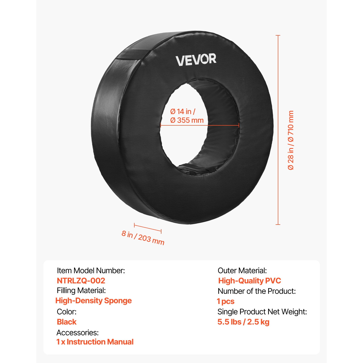 Roue de pêche VEVOR 1PCS Football, Factice Football Tacling, PVC étanche et anneau de pêche éponge haute densité, équipement d'entraînement Dummies