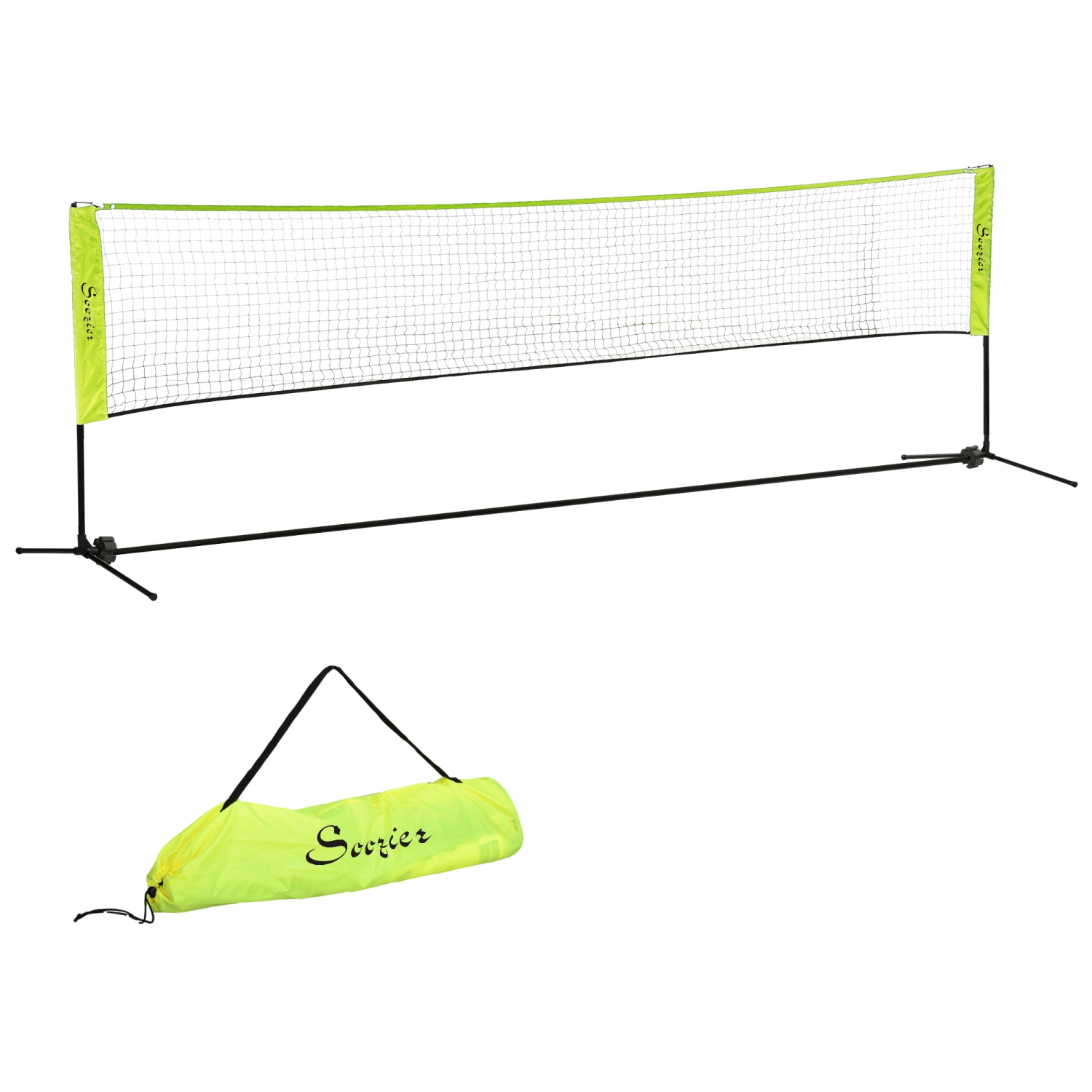 Filet de badminton portatif de Soozier, filet de volleyball 14&nbsp;pi, pliable et réglable en hauteur avec sac de transport, pour tennis, badminton