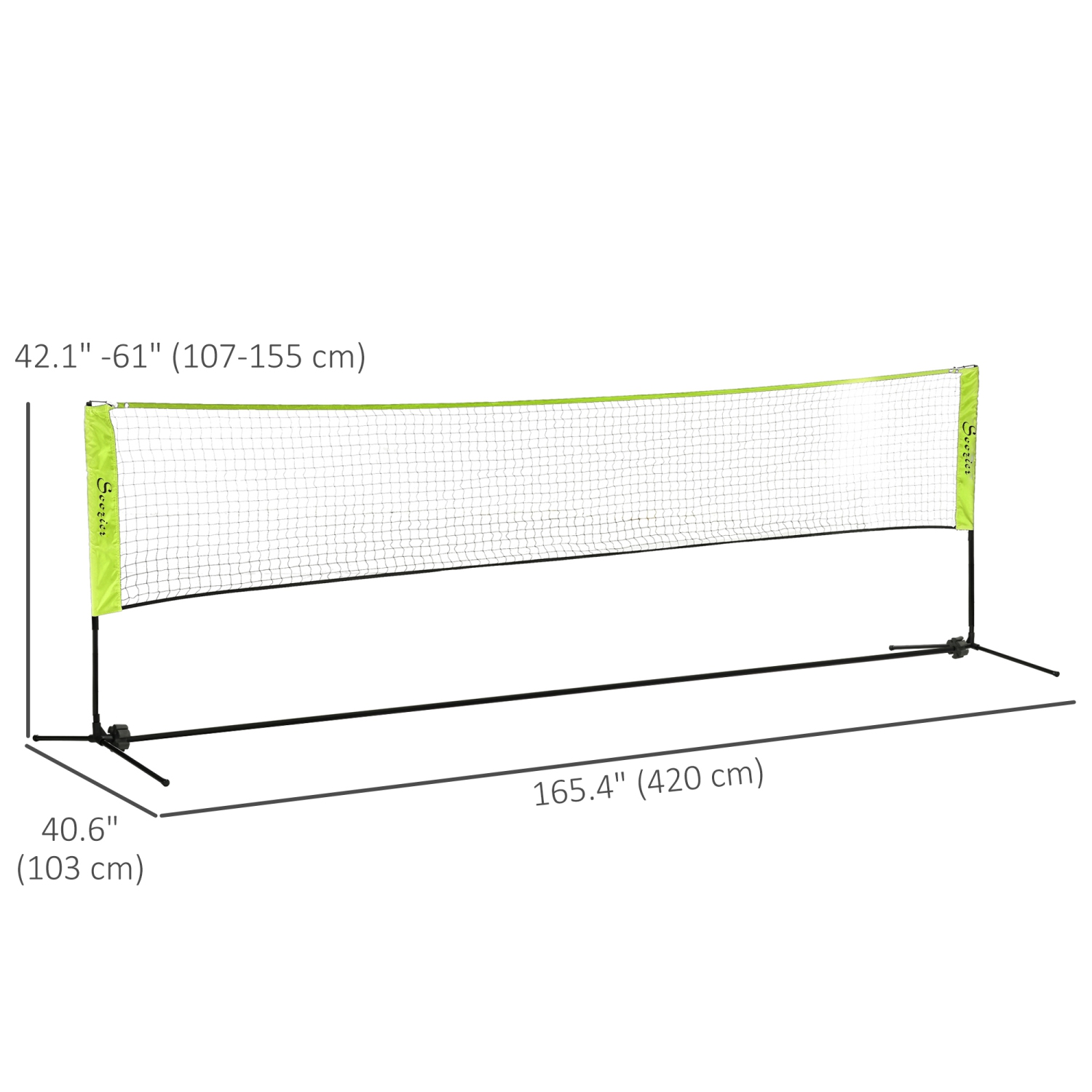 Filet de badminton portatif de Soozier, filet de volleyball 14&nbsp;pi, pliable et réglable en hauteur avec sac de transport, pour tennis, badminton