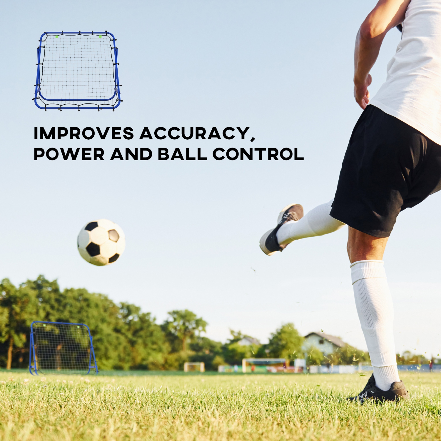 Panneau rebondissant réglable soccer Soozier, filet rebondissant volleyball, accessoire d'entraînement au volleyball baseball pour cible Kickback,