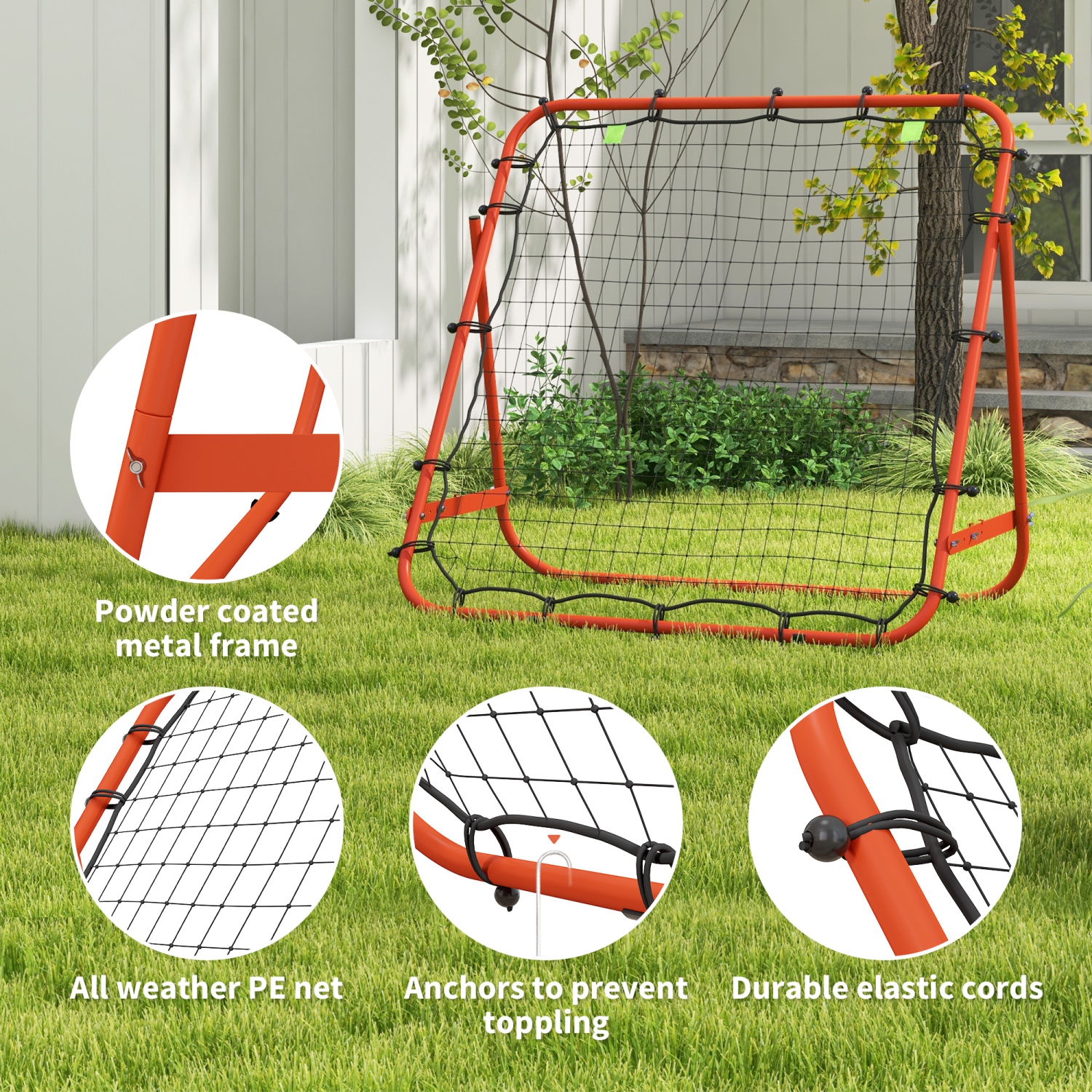 Soozier Adjustable Soccer Rebounder, Volleyball Rebounder Net, Baseball Volleyball Training Equipment Aid for Kickback Target Goal Play, for Kids