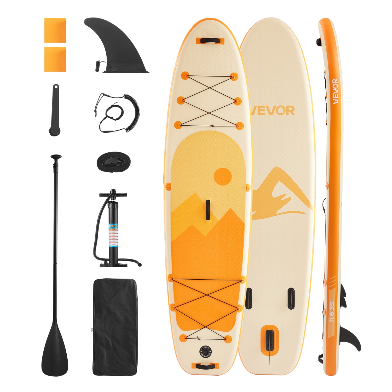 VEVOR 11.6' x 35" x 6" Wide Inflatable Stand Up Paddle Board, Ultra-Light SUP Paddleboard, All Accessories Included, Pump, Paddle, Fin, Backpack,