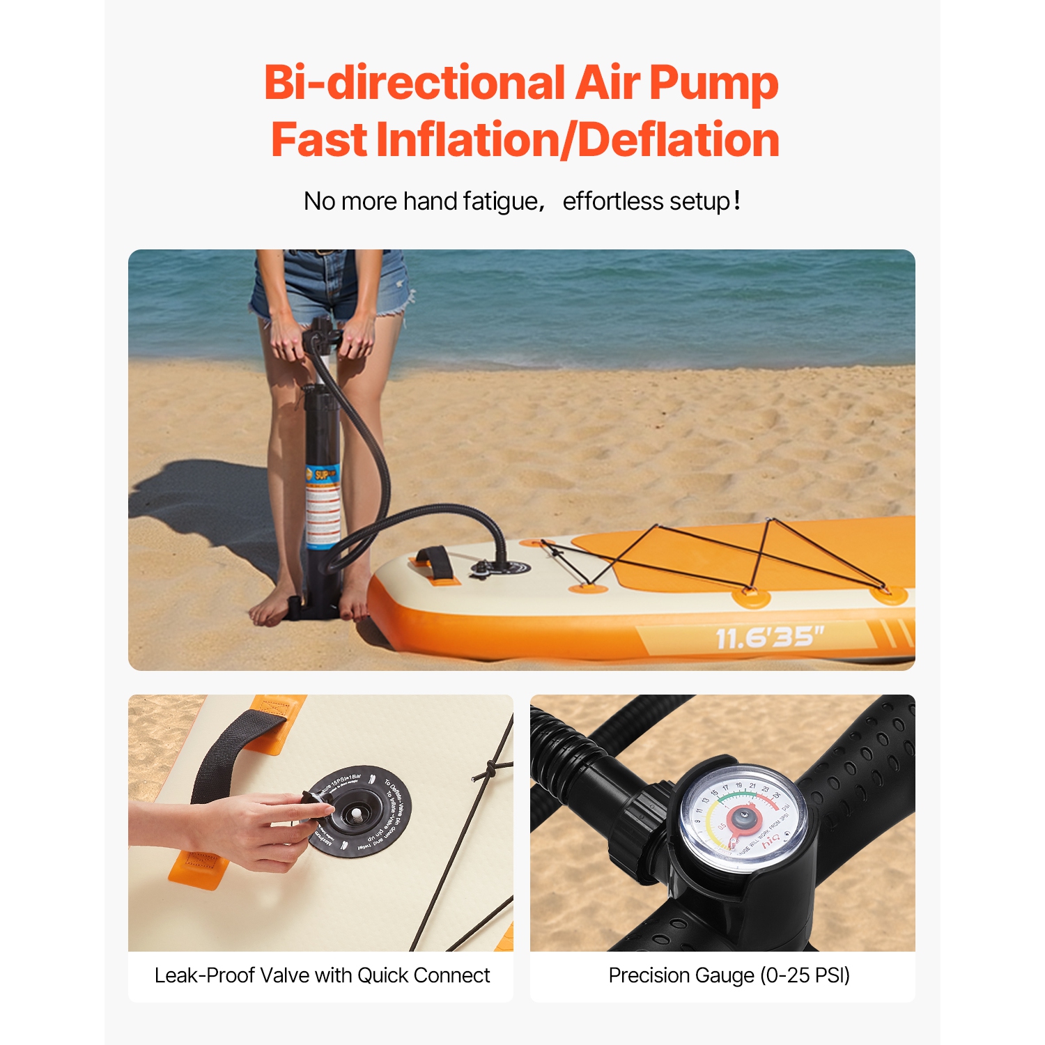 VEVOR 11.6' x 35" x 6" Wide Inflatable Stand Up Paddle Board, Ultra-Light SUP Paddleboard, All Accessories Included, Pump, Paddle, Fin, Backpack,