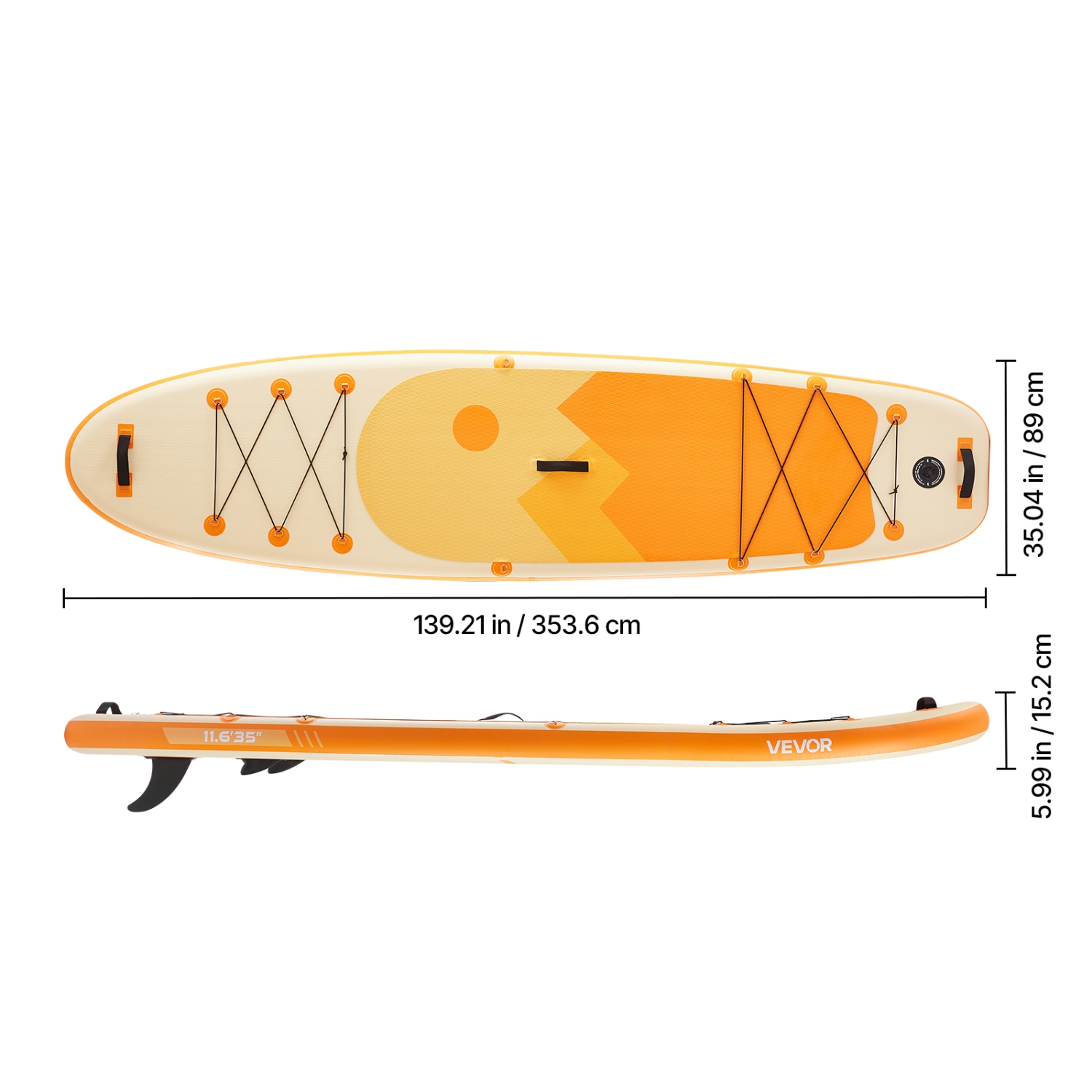 VEVOR 11.6' x 35" x 6" Wide Inflatable Stand Up Paddle Board, Ultra-Light SUP Paddleboard, All Accessories Included, Pump, Paddle, Fin, Backpack,