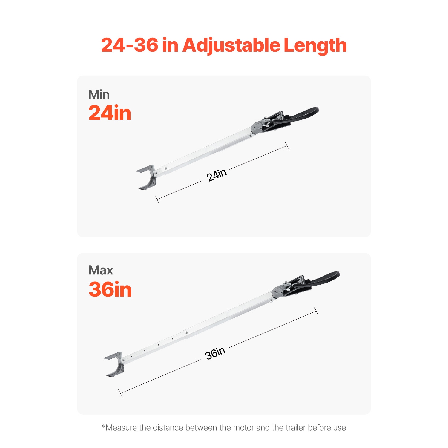 VEVOR 24-36 in Transom Saver,Adjustable Boat Transom Saver with Composite Head,Corrosion-Resistant Easy-to-Install Transom Savers for Less Than 100