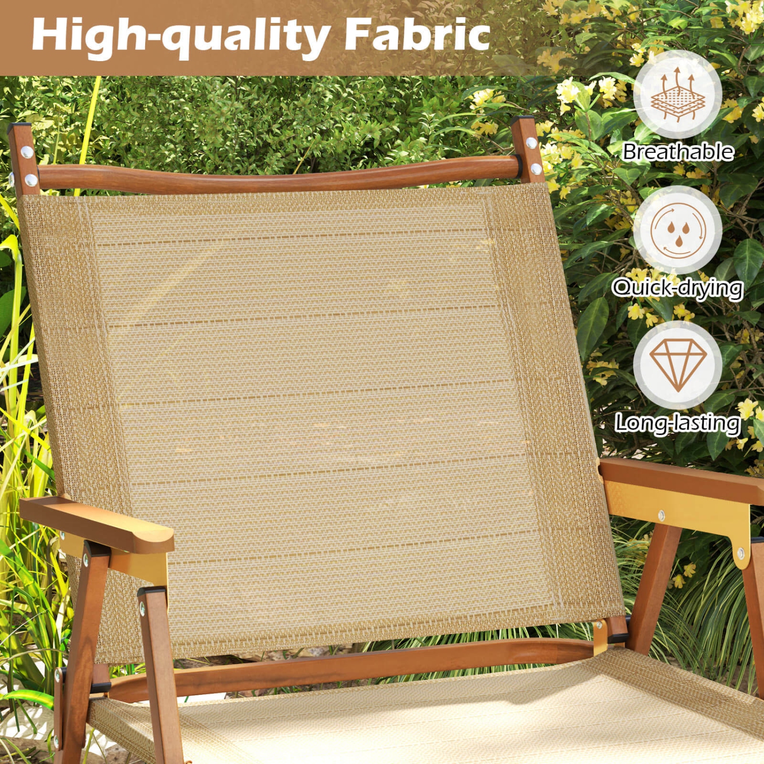 Ensemble de 2 chaises de camping pliantes avec cadre en aluminium de Costway, soutien de 400 LB avec accoudoirs