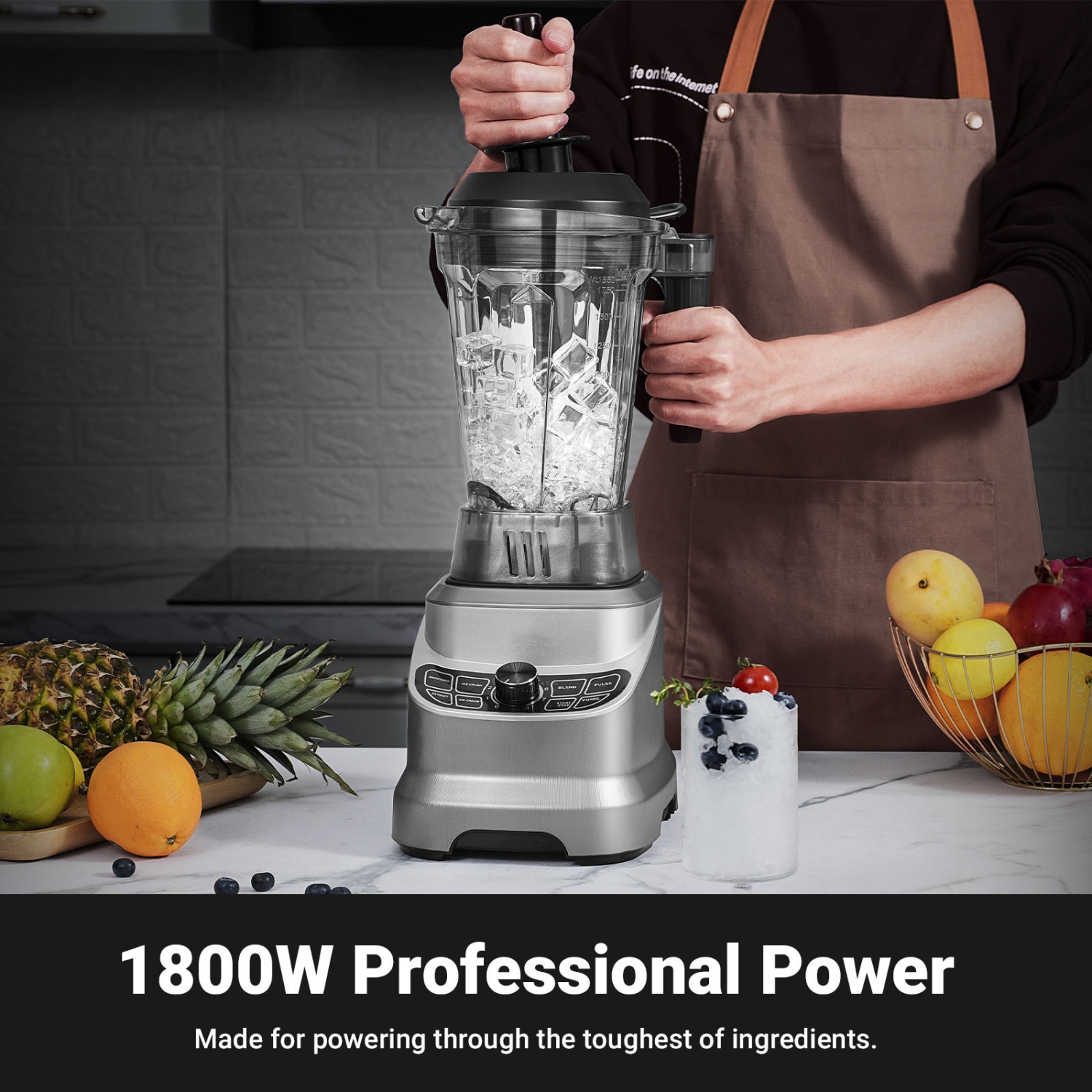 5-IN-1 Professional Blender, 1800 Peak Watts, 8 Speeds & Pulse, 63 oz. Pitcher, Functions for Puree, Ice Crushing