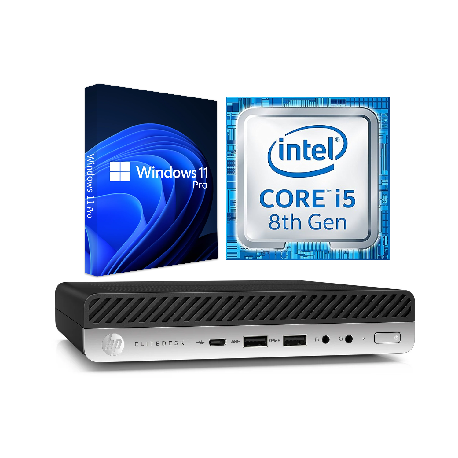 HP EliteDesk 800 G4 Mini / i5-8500T 2.1GHz / 32GB RAM / 512GB SSD / Windows 11 Pro / WiFi - Business Mini Desktop PC - Refurbished
