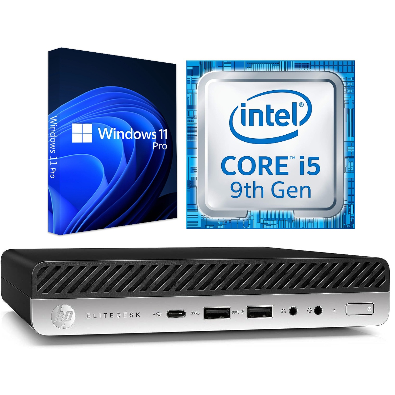 HP 800 G5 Mini/i5-9500T 2,2&nbsp;GHz/RAM 16&nbsp;Go/SSD 512&nbsp;Go/Windows 11 Pro/Wi-Fi – Ordinateur de bureau professionnel – Remis à neuf