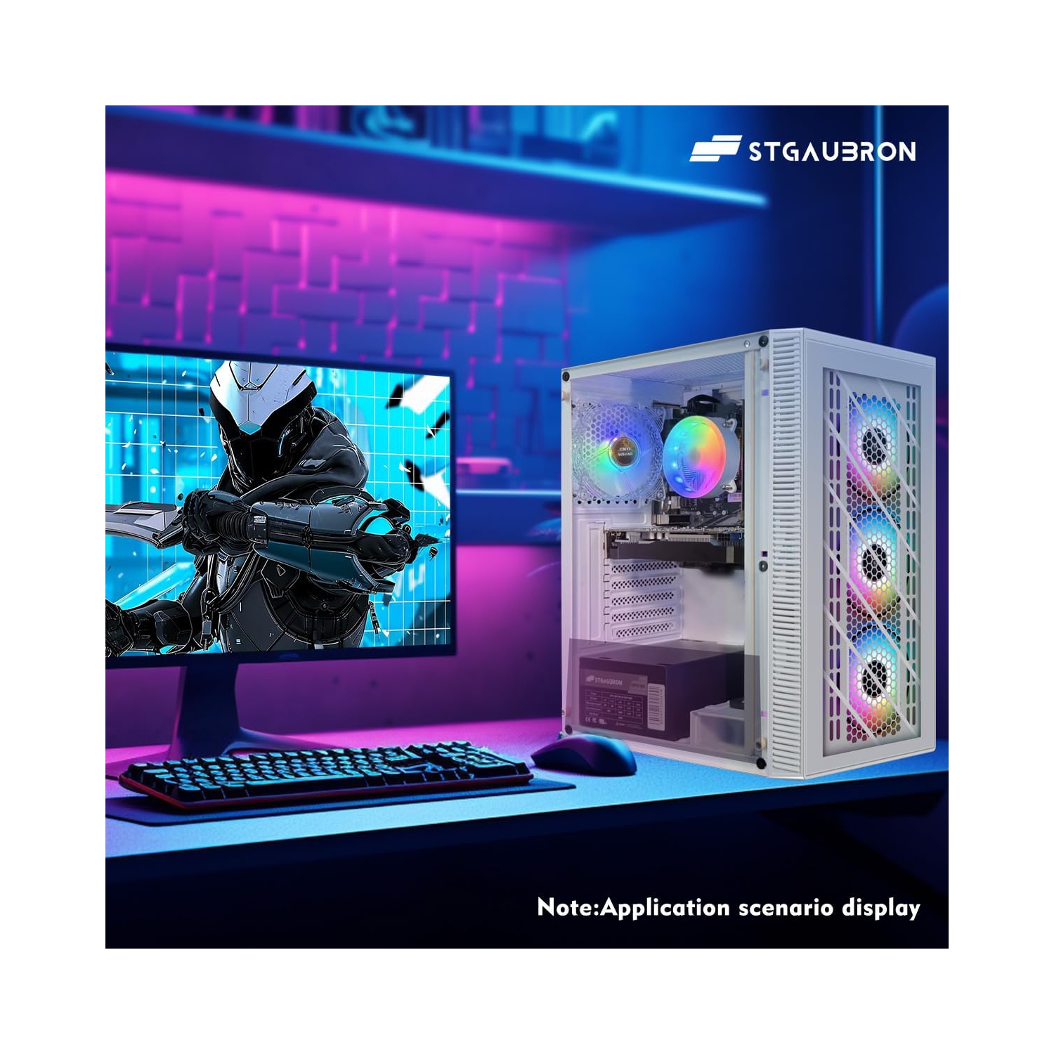 STGAubron Gaming Desktop PC, Intel Core i7 8th Gen up to 4.1GHz, GeForce GTX 1660 Super 6G, 16G DDR4 RAM, 1T SSD, WIN11H
