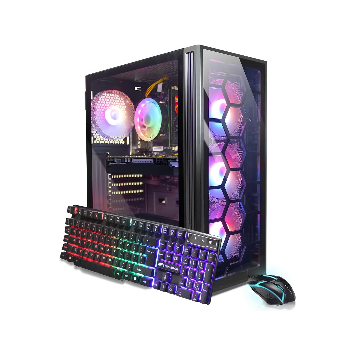 STGAubron Gaming PC Computer Desktop, Intel Core i7 8th Gen up to 4.1GHz, GeForce RTX 3050 6G, 32G DDR4, 1T SSD, WIN11H