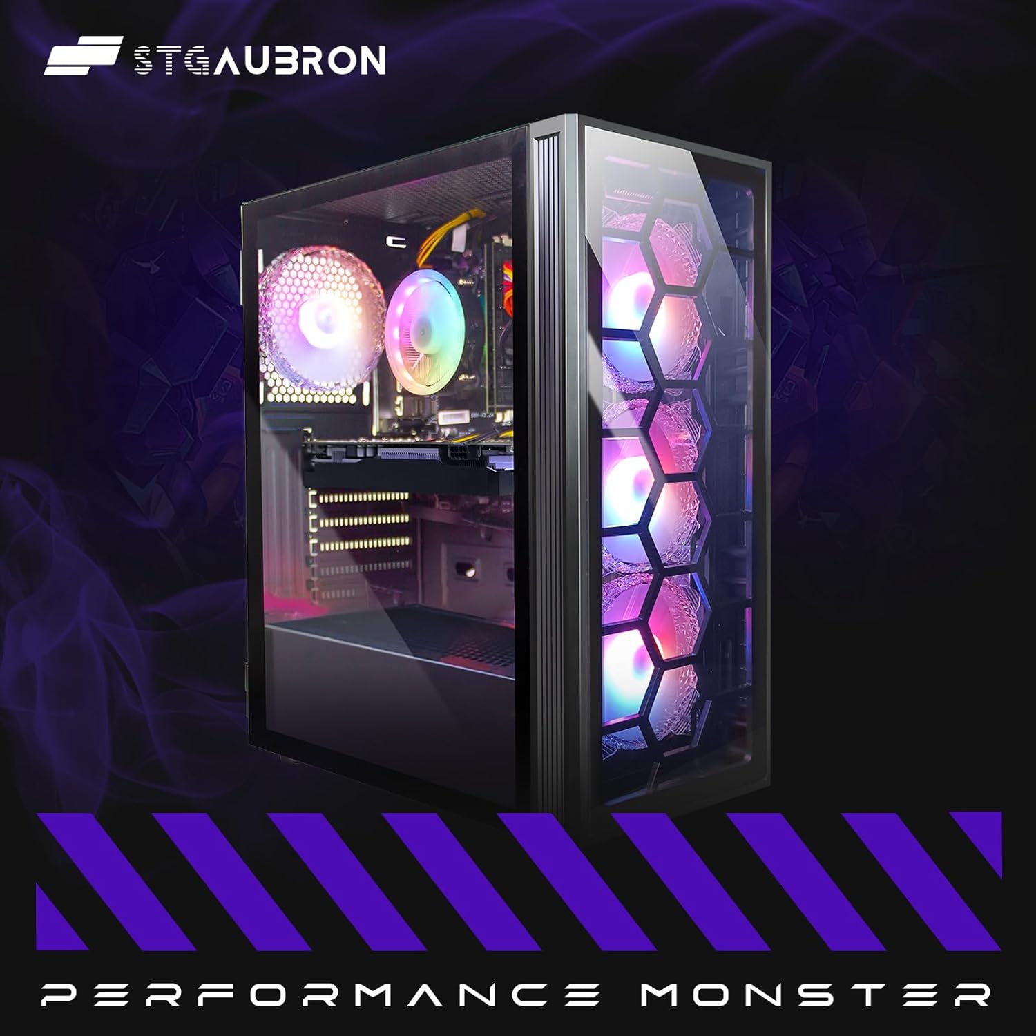 STGAubron Gaming PC Computer Desktop, Intel Core i7 8th Gen up to 4.1GHz, GeForce RTX 3050 6G, 32G DDR4, 1T SSD, WIN11H