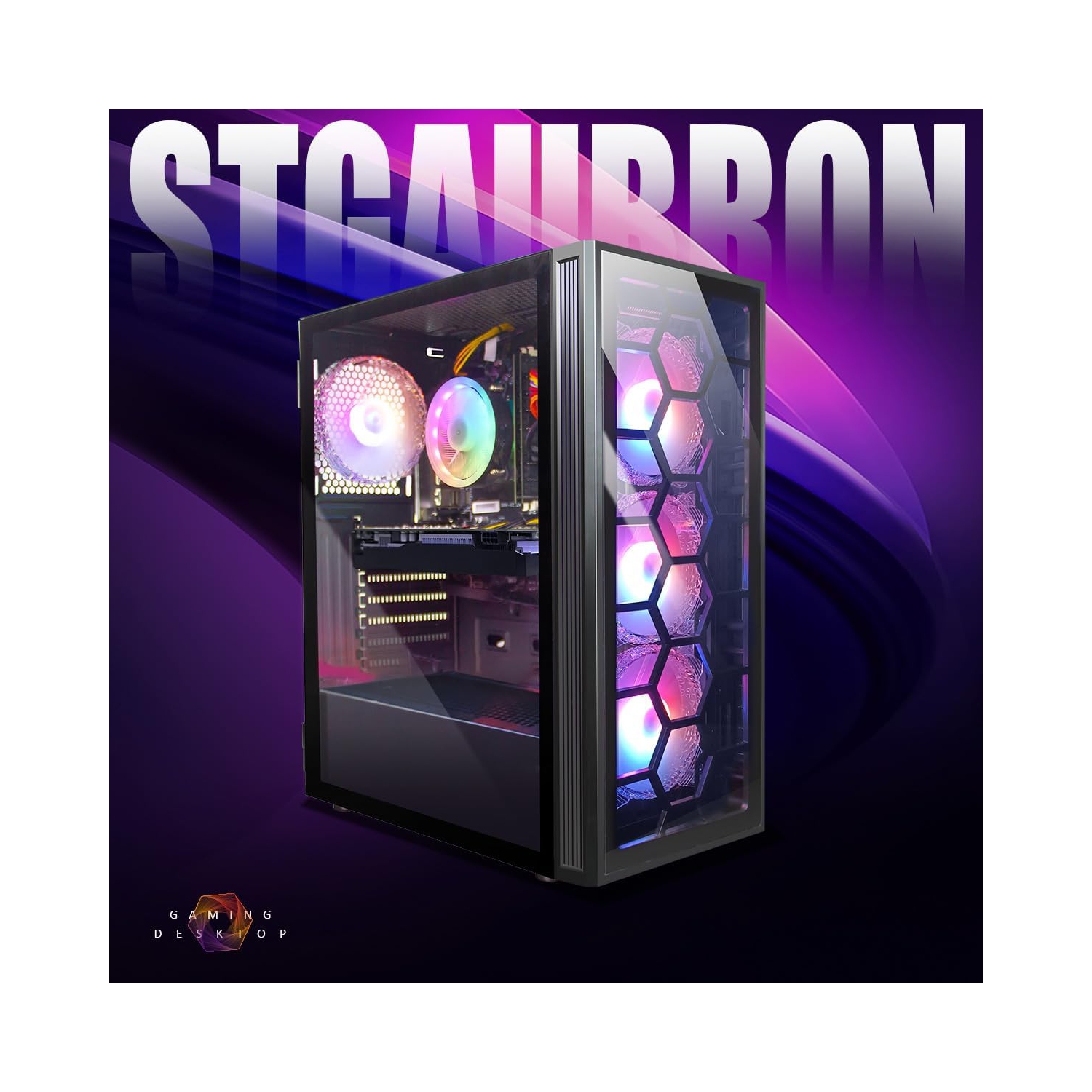 STGAubron Gaming PC Computer Desktop, Intel Core i7 8th Gen up to 4.1GHz, GeForce RTX 3050 6G, 32G DDR4, 1T SSD, WIN11H