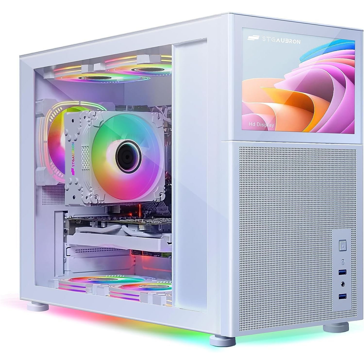 STGAubron Gaming Desktop PC, Intel Core i7-10700KF up to 5.1Ghz, GeForce RTX 2060 Super 8G, 16G DDR4 RAM, 1T SSD, W11H64