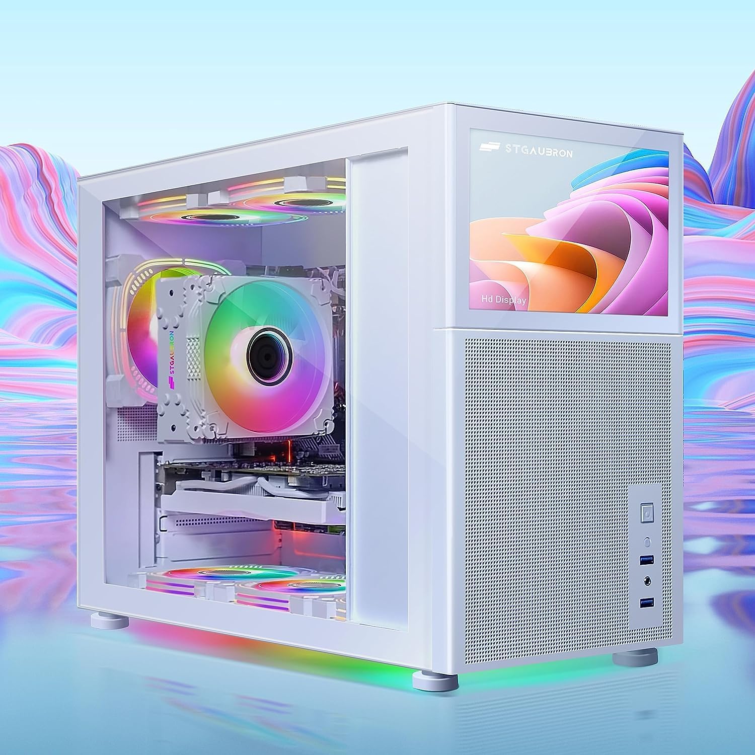 STGAubron Gaming Desktop PC, Intel Core i7-10700KF up to 5.1Ghz, GeForce RTX 2060 Super 8G, 16G DDR4 RAM, 1T SSD, W11H64