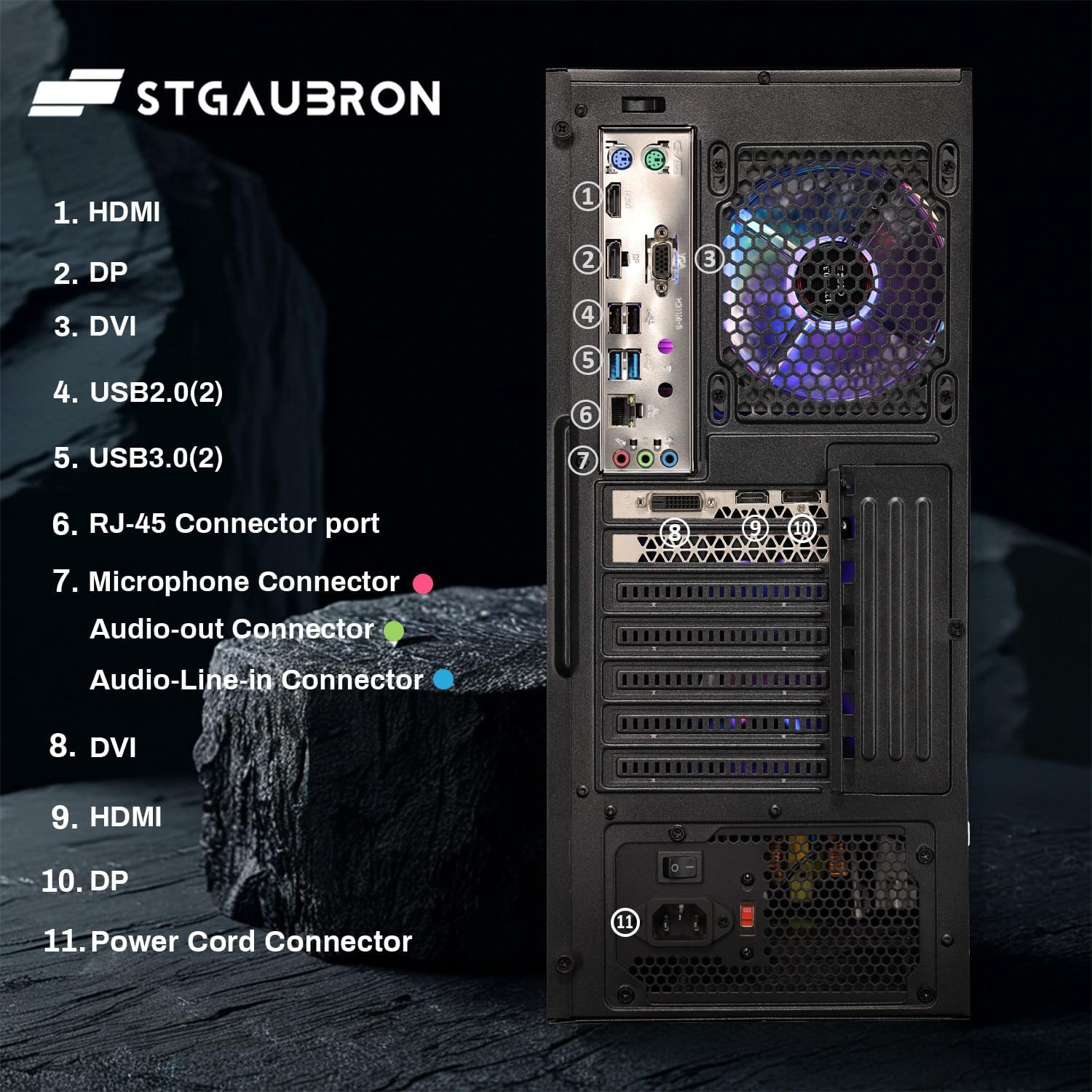 Ordinateur de jeu STGAubron, Core i7 8ᵉ gén d'Intel jusqu'à 4,1 GHz, GeForce GTX 1660 Super 6G, DDR4 16 Go, SSD d'512 Go, WIN11H
