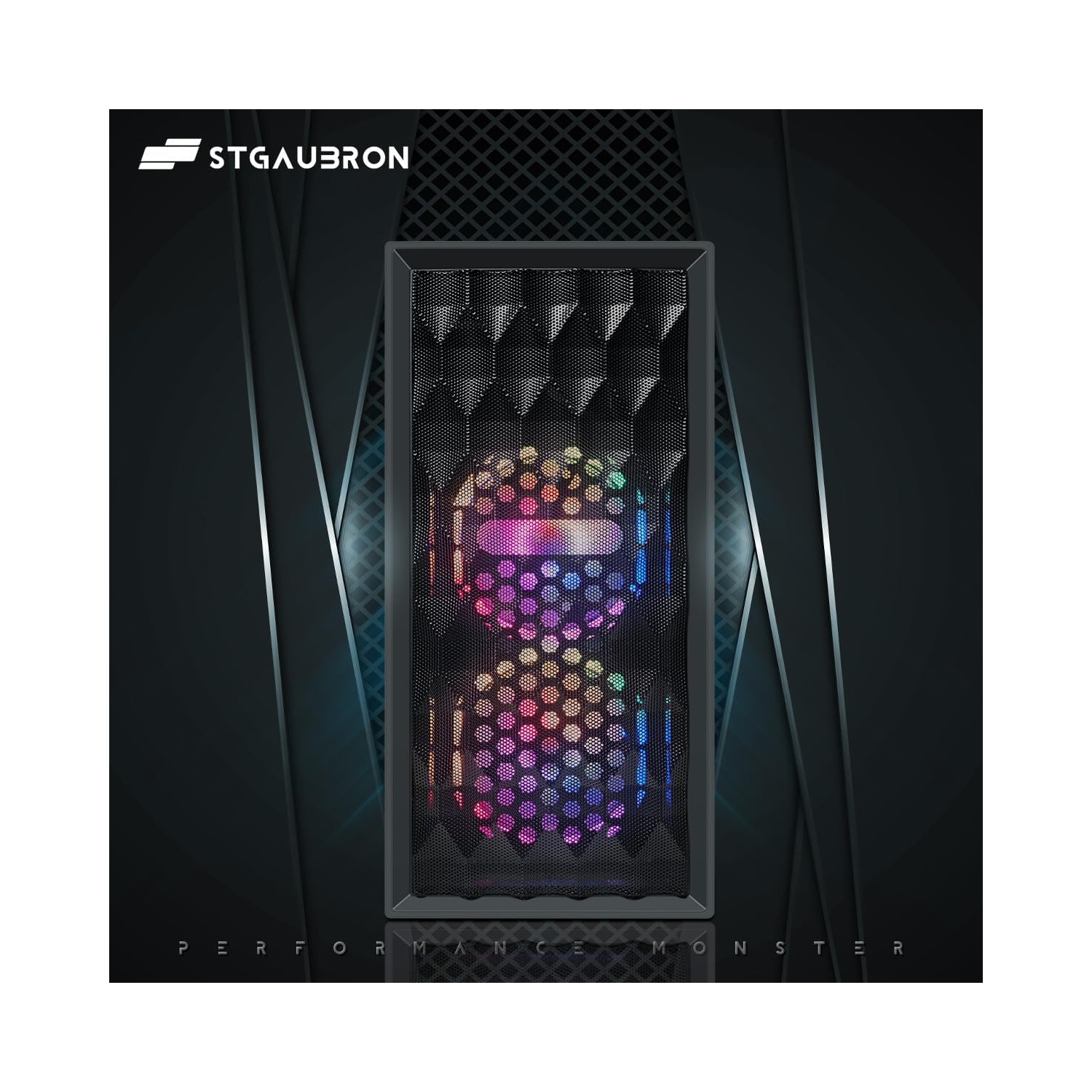 STGAubron Gaming Desktop PC, Intel Core i7 8th Gen up to 4.1Ghz, Radeon RX 590 8G Graphics, 16G DDR4, 512G SSD, WIN11H