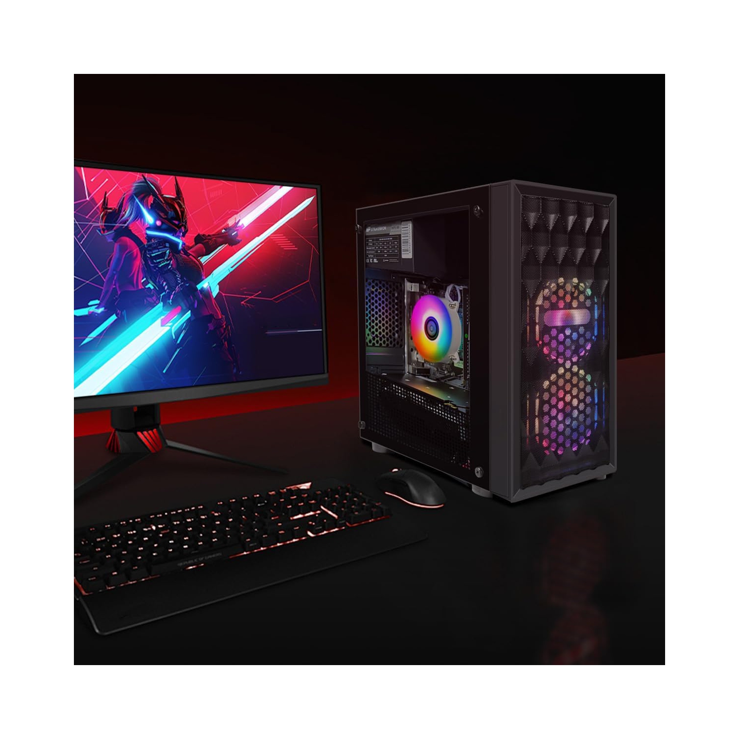 STGAubron Gaming Desktop PC, Intel Core i7 8th Gen up to 4.1Ghz, Radeon RX 590 8G Graphics, 16G DDR4, 512G SSD, WIN11H
