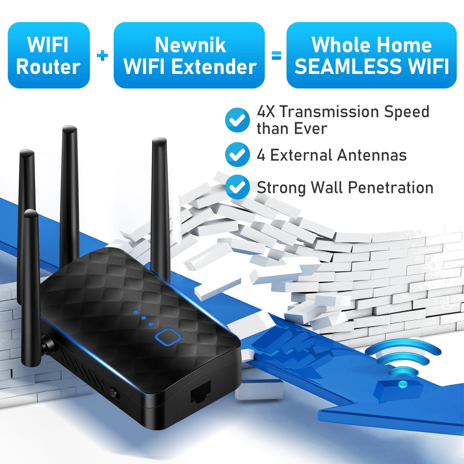 WiFi Extender Signal Booster for Home, Covers Up to 10000 Sq.ft and 36 Devices, 1200Mbps WiFi Booster, Dual Band 5.8GHz&2.4GHz, 1.2Gbps Home Signal