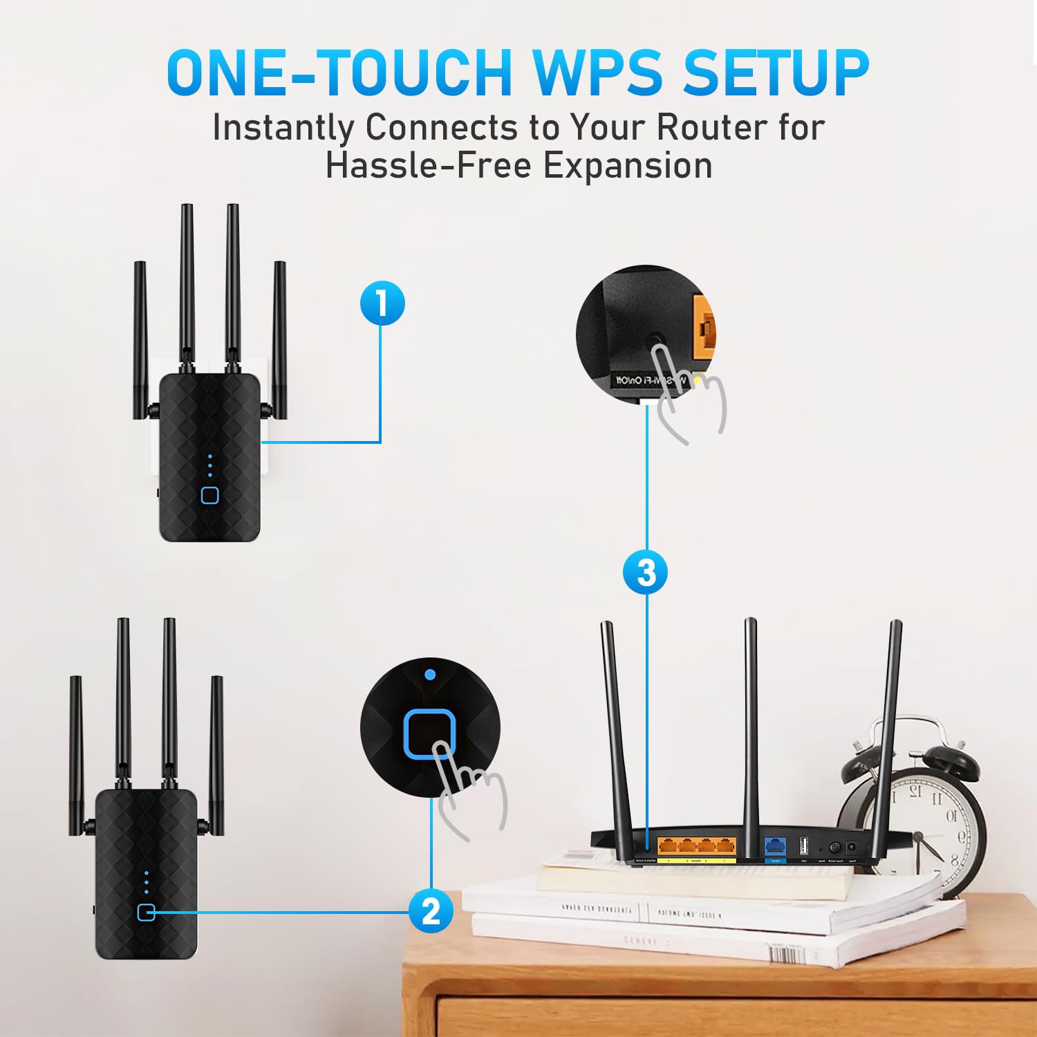 WiFi Extender Signal Booster for Home, Covers Up to 10000 Sq.ft and 36 Devices, 1200Mbps WiFi Booster, Dual Band 5.8GHz&2.4GHz, 1.2Gbps Home Signal