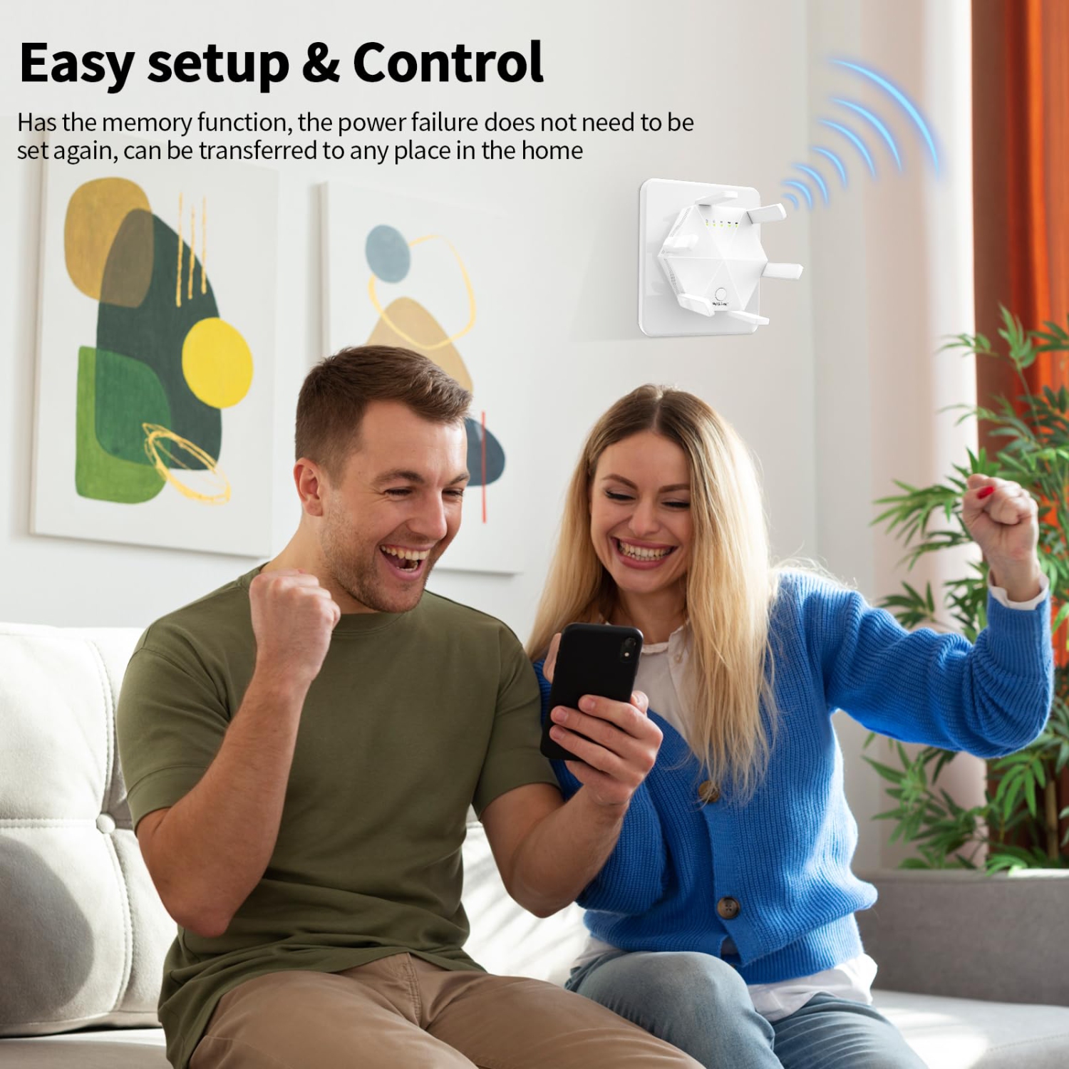 WiFi Extender, WiFi Booster Signal Range up to 12880 Sq.ft and 45 Devices, 1200Mbps 6 Antennas Dual Band Wireless Repeater for Home, Internet Booster