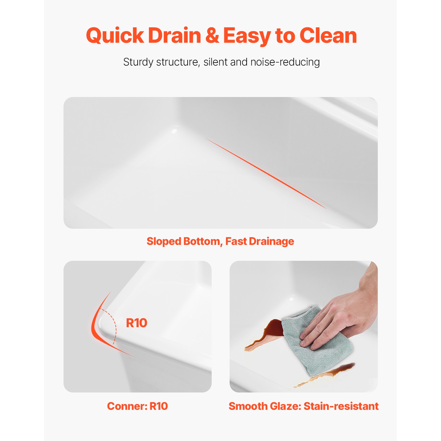 VEVOR 33x19 inch Farmhouse Sink, White Sink Workstation, Fireclay Topmount Undermount Basin, Drop-In Single Bowl Basin with Multiple Accessories,