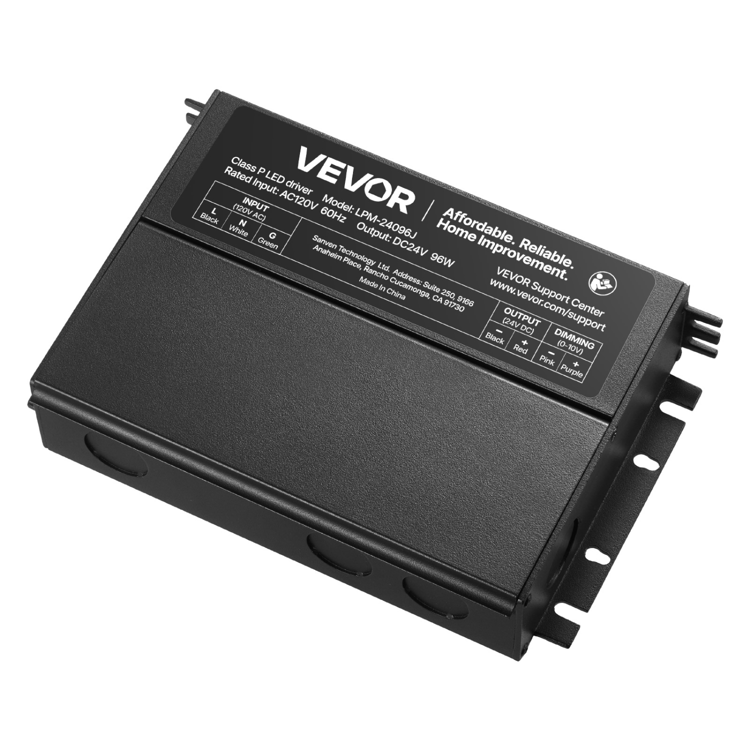 VEVOR 96W 24V Dimmable LED Driver,Triac/ELV/MLV AC to DC Power Supply Transformer for LED Strip Light, Smooth Flicker-Free Dimming,Compatible with
