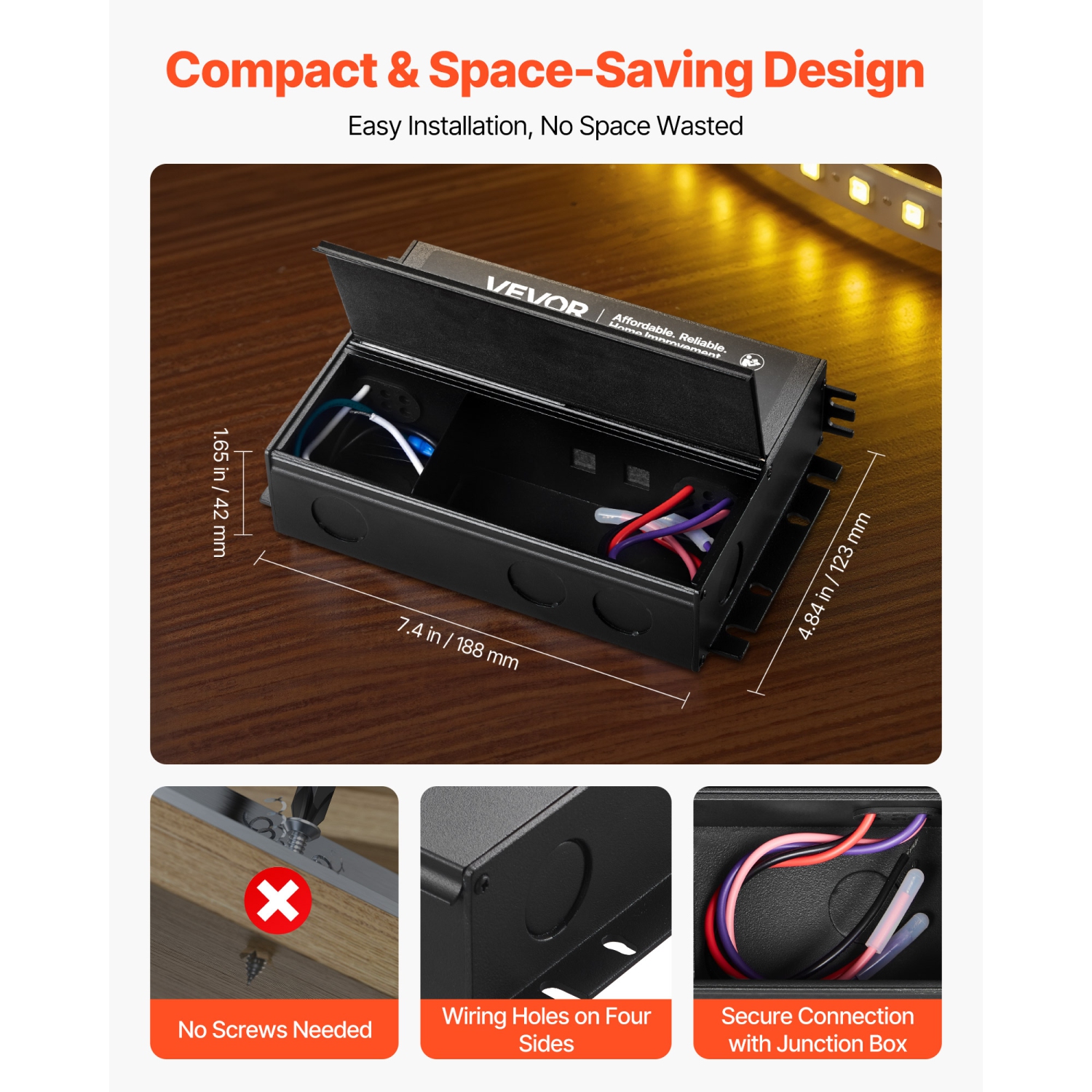 VEVOR 96W 24V Dimmable LED Driver,Triac/ELV/MLV AC to DC Power Supply Transformer for LED Strip Light, Smooth Flicker-Free Dimming,Compatible with