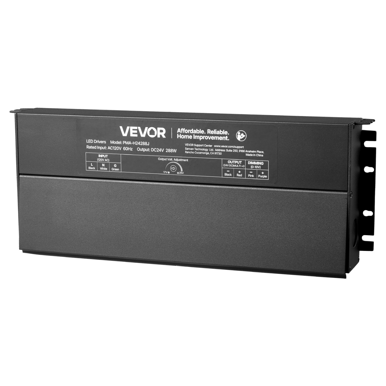 VEVOR 24V 288W Dimmable LED Driver,Triac/ELV/MLV AC to DC Power Supply Transformer for LED Strip Light, Smooth Flicker-Free Dimming,Compatible with