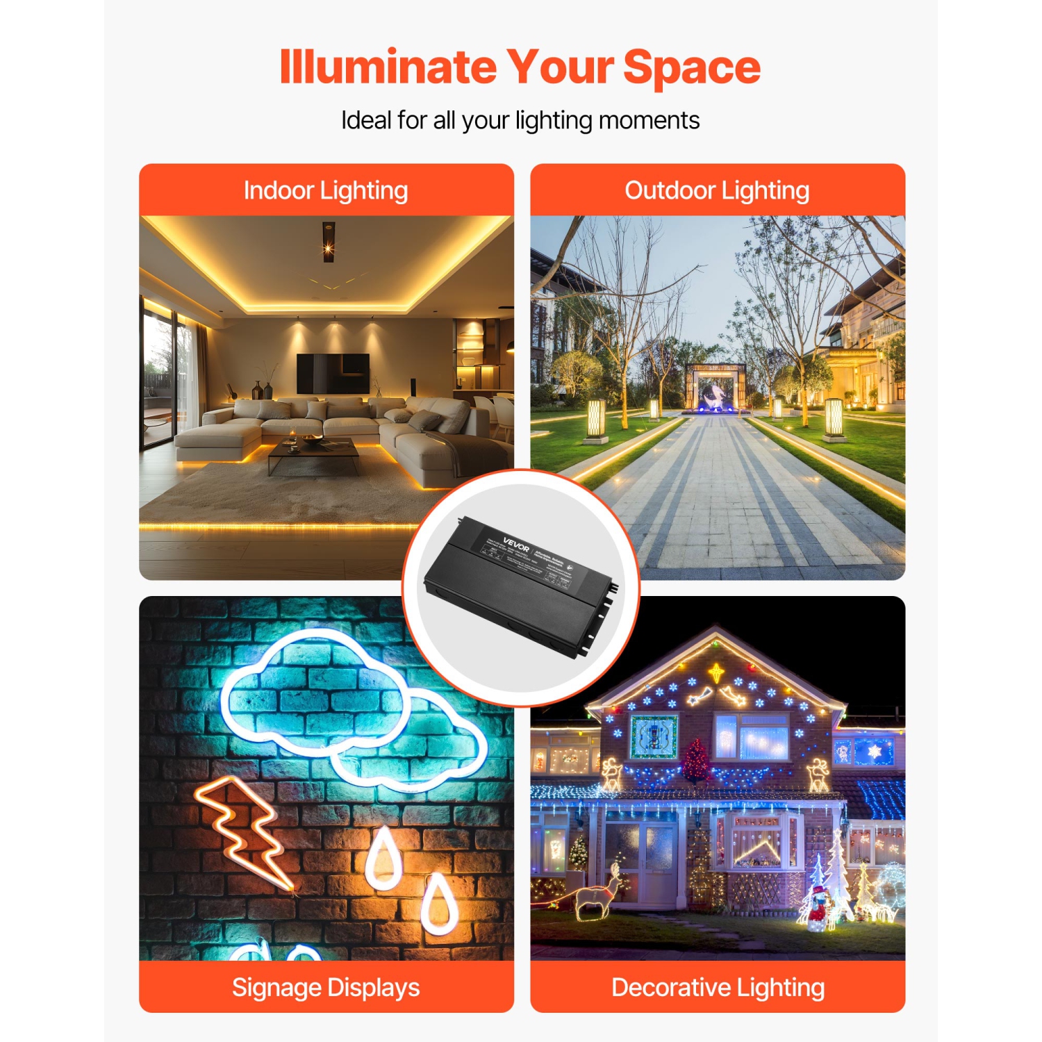 VEVOR 24V 150W Dimmable LED Driver,Triac/ELV/MLV AC to DC Power Supply Transformer for LED Strip Light, Smooth Flicker-Free Dimming,Compatible with