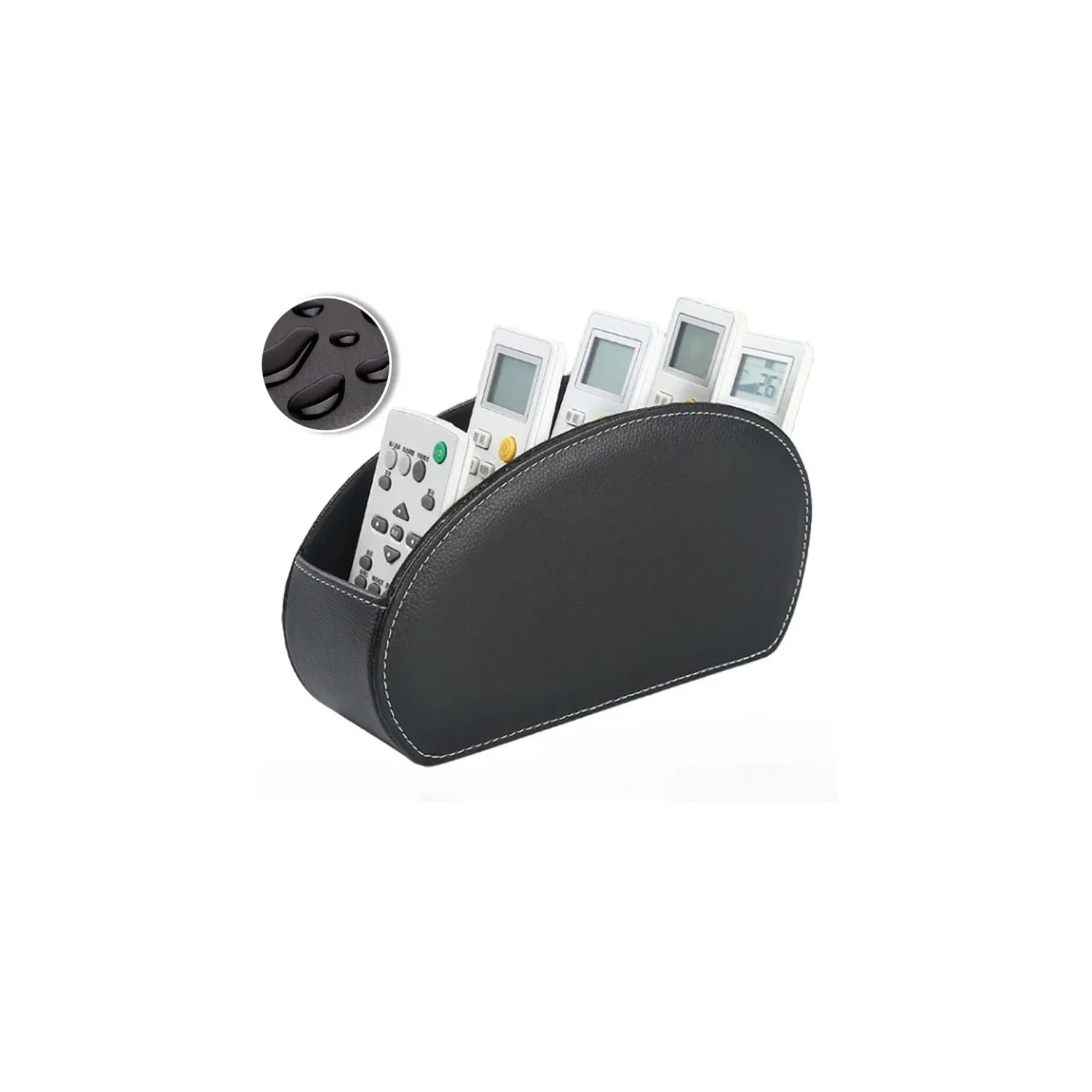 Boîte de rangement noire en polyuréthane à 5 compartiments pour la télécommande, les fournitures de bureau et les cosmétiques, étui multifonction de