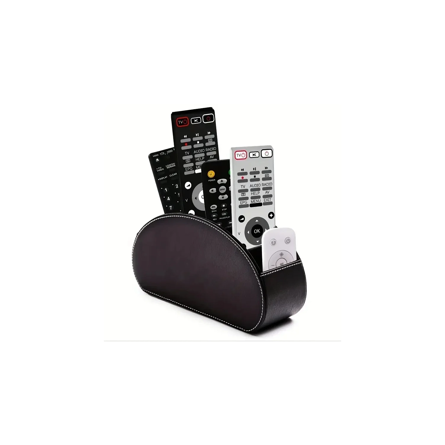 Boîte de rangement noire en polyuréthane à 5 compartiments pour la télécommande, les fournitures de bureau et les cosmétiques, étui multifonction de