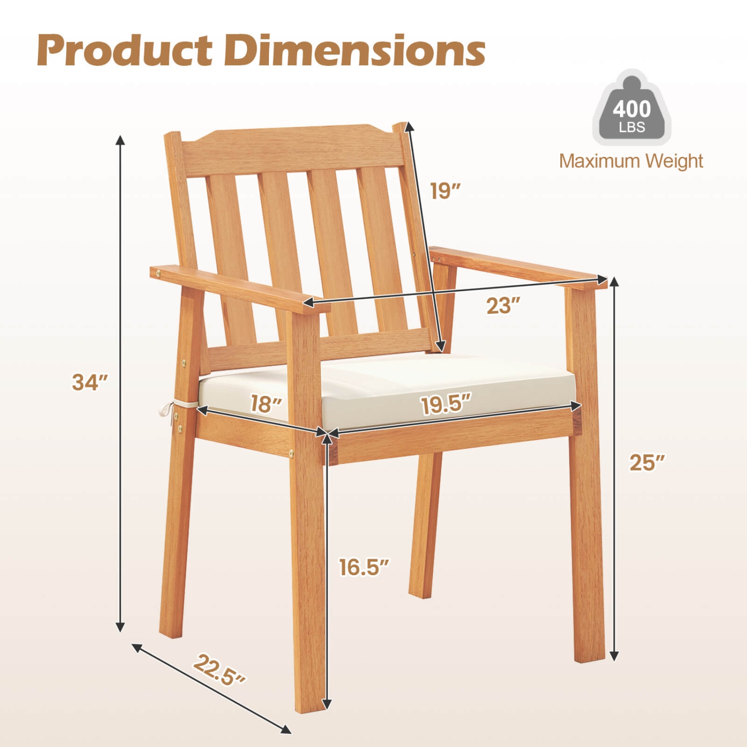 Chaises de salle à manger de patio 2/4 PCS de Costway avec coussin rembourré amovible, accoudoirs et dossier à lattes