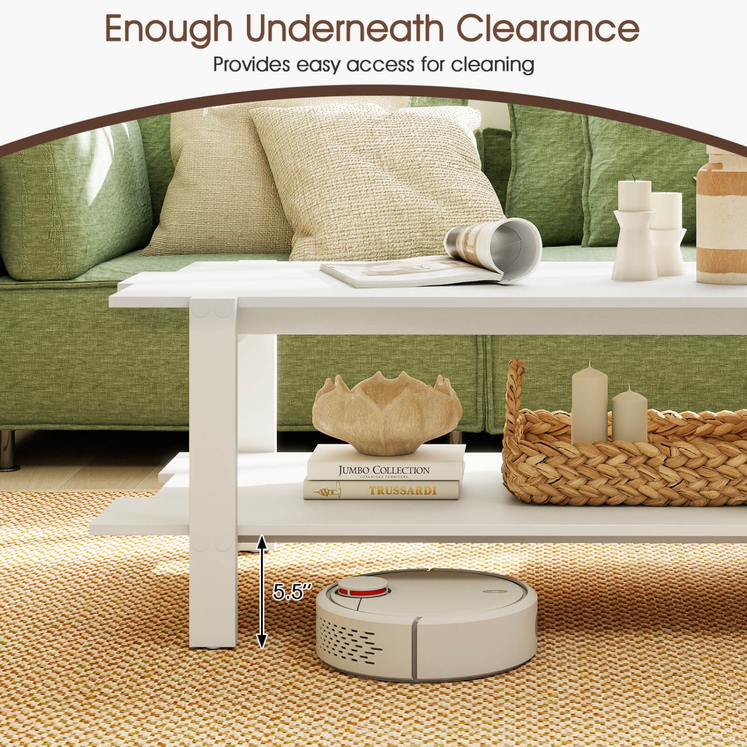 Table basse 2 niveaux de Costway, table basse irrégulière, tablette de rangement ouverte, table basse noyer/noir/brun/blanc