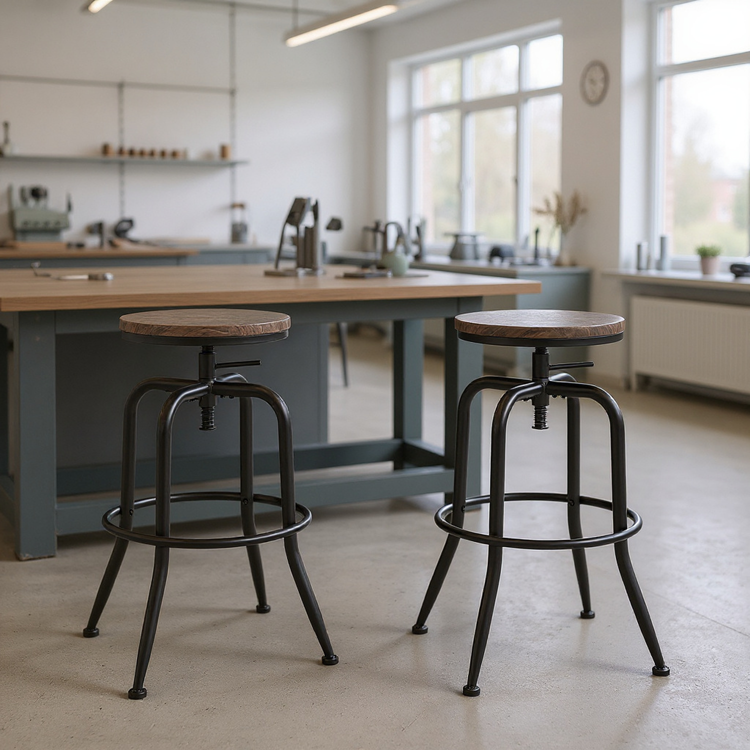 Homy Casa – Ensemble de 2 tabourets de bar industriels avec hauteur réglable et conception ergonomique pour les postes d'outils, les lignes