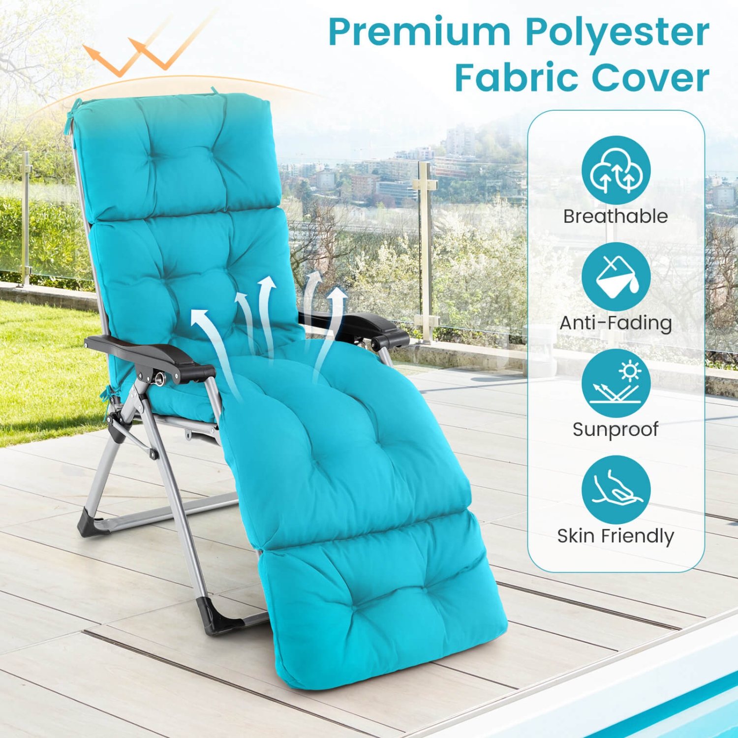 Coussin de chaise longue inclinable rembourré 73&nbsp;po Costway 2 PCS intérieur noir/orange foncé/gris/orange/brun/beige